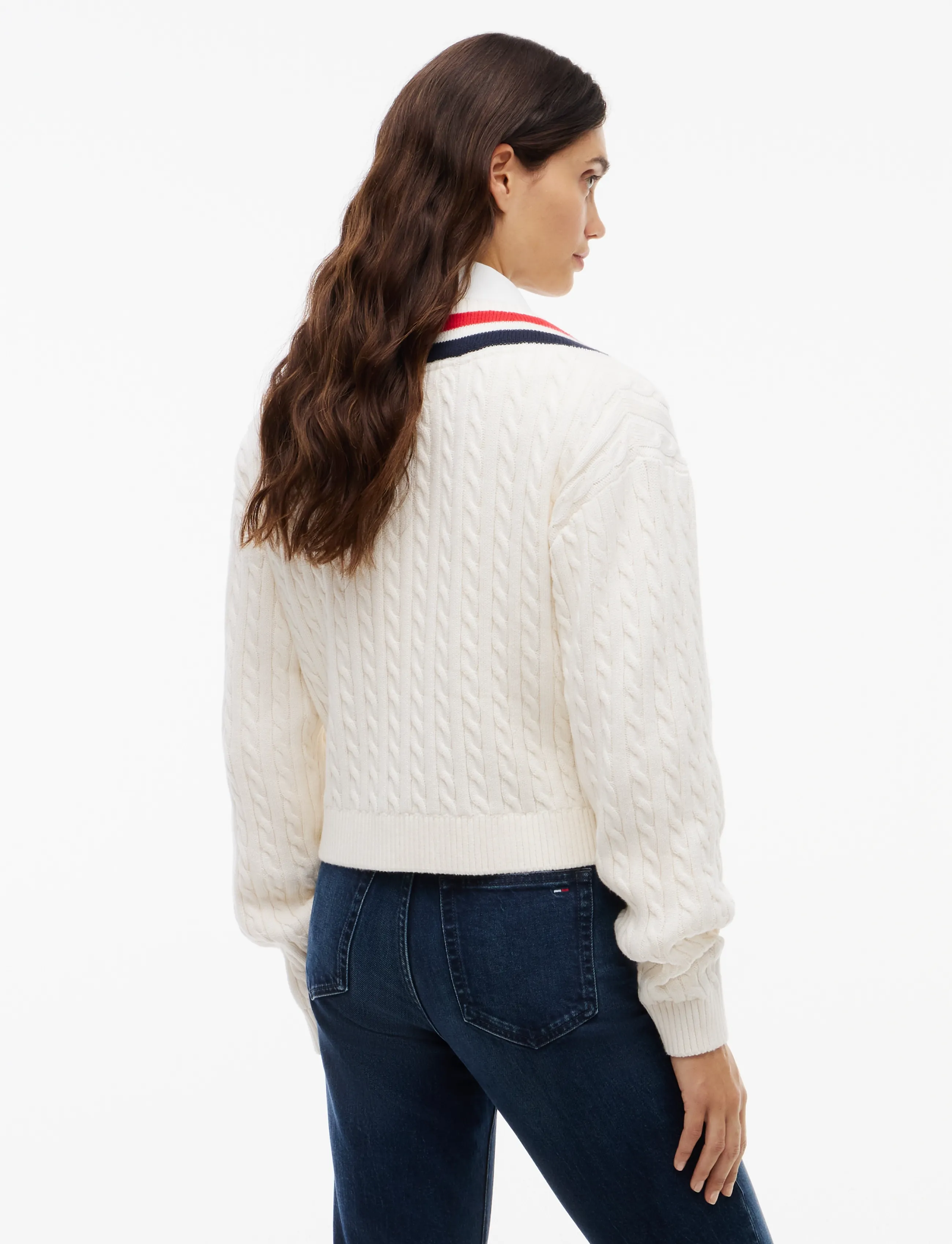 Tommy Jeans - TJW CABLE TIPPING SWEATER EXT - jumpers - off white - 2