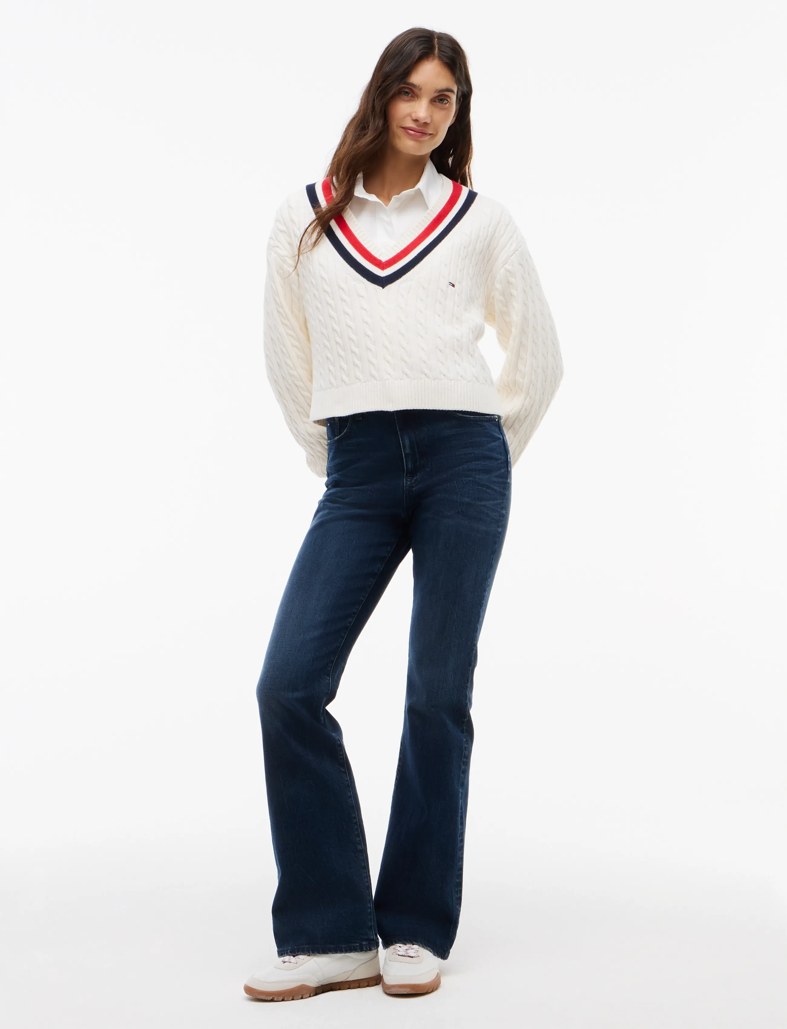 Tommy Jeans - TJW CABLE TIPPING SWEATER EXT - jumpers - off white - 4