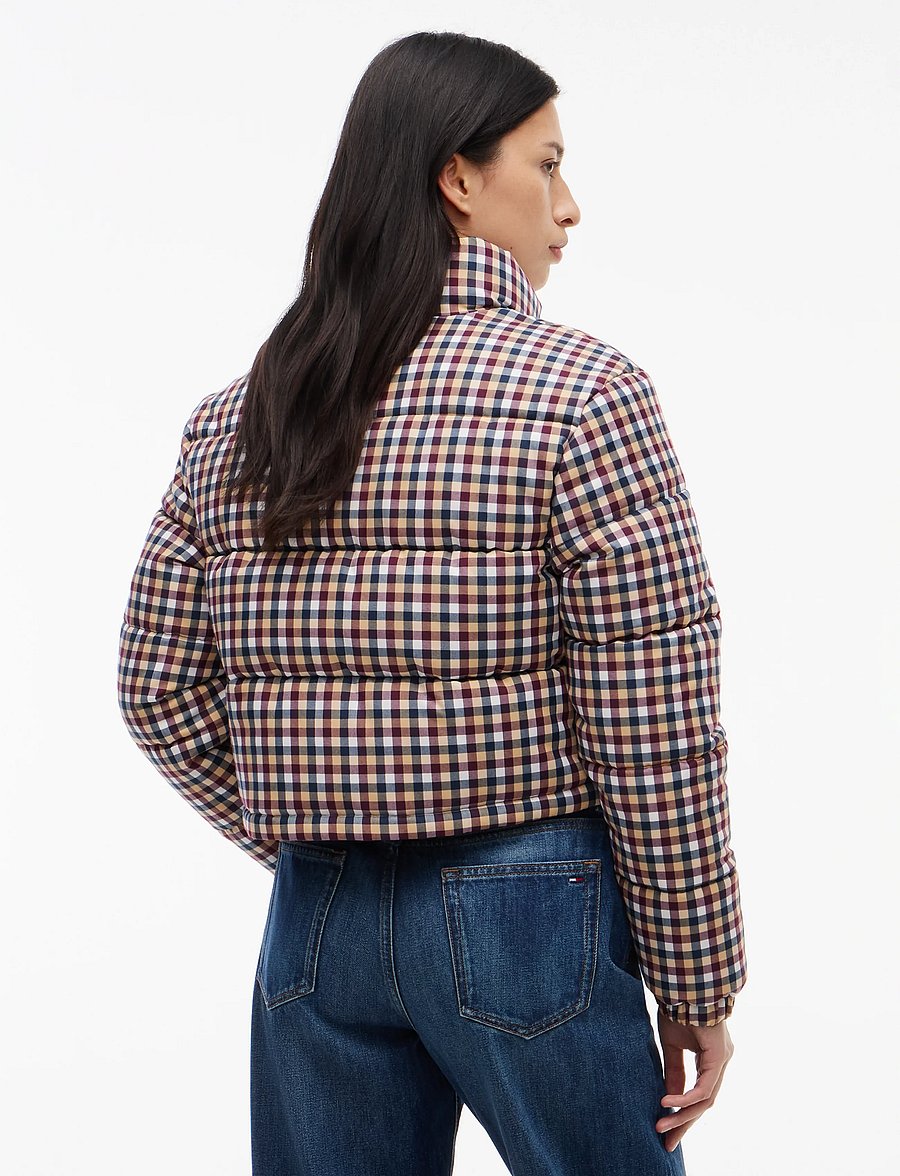 Tommy Jeans - TJW CROP CHECK PUFFER - vinterjakker - sunday pastry check - 2