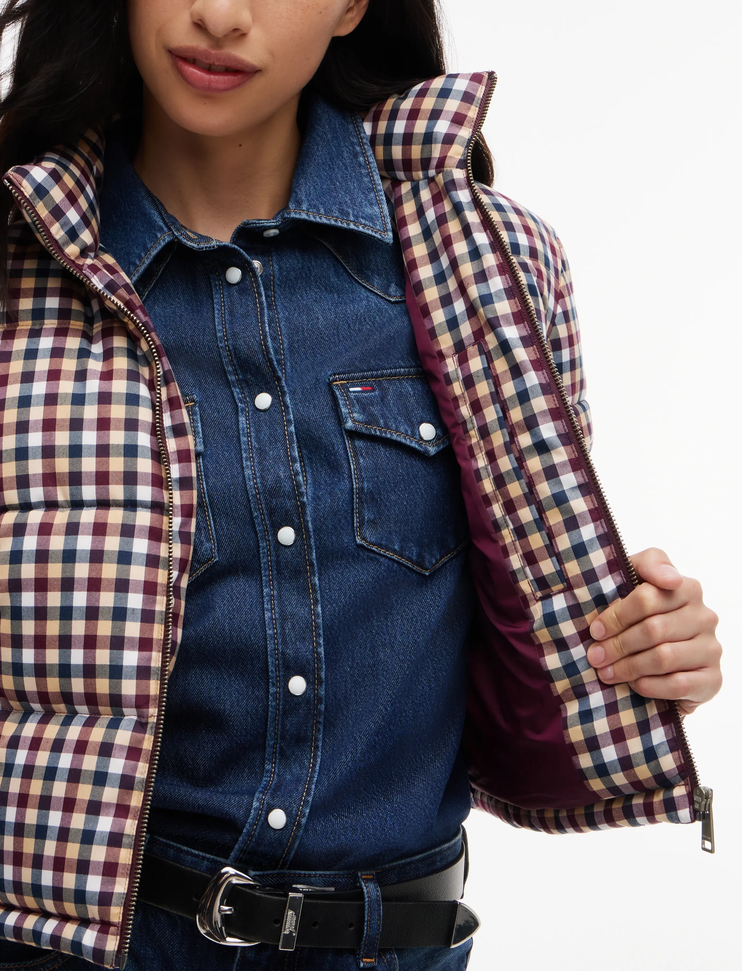 Tommy Jeans - TJW CROP CHECK PUFFER - sunday pastry   check - 5