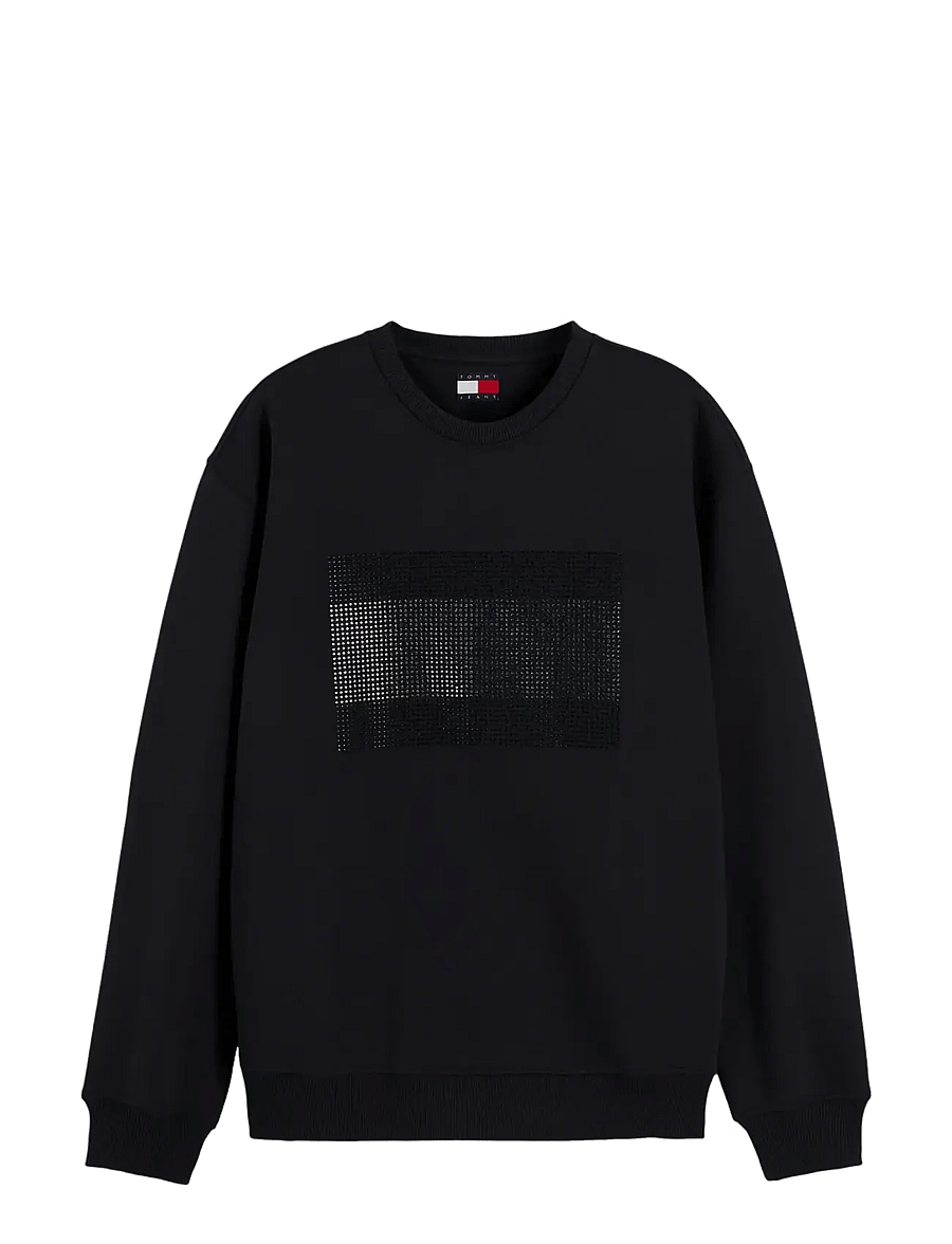 Tommy Jeans - TJW FLAG BLING SWEATSHIRT - sweatshirts - black - 0