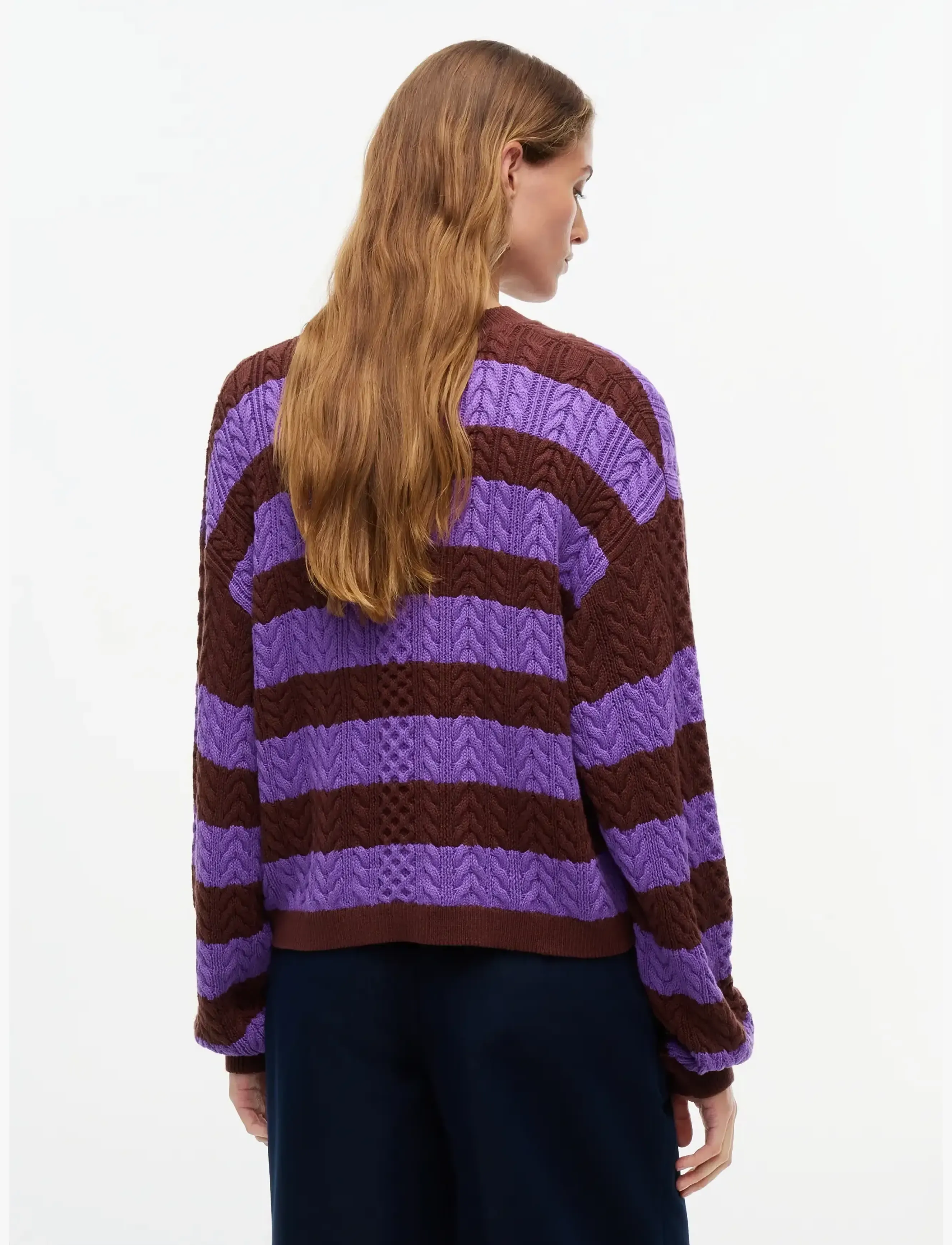 Tommy Jeans - TJW CABLE CREW NECK SWEATER EXT - pullover - pure brown   preppy lilac stripe - 2