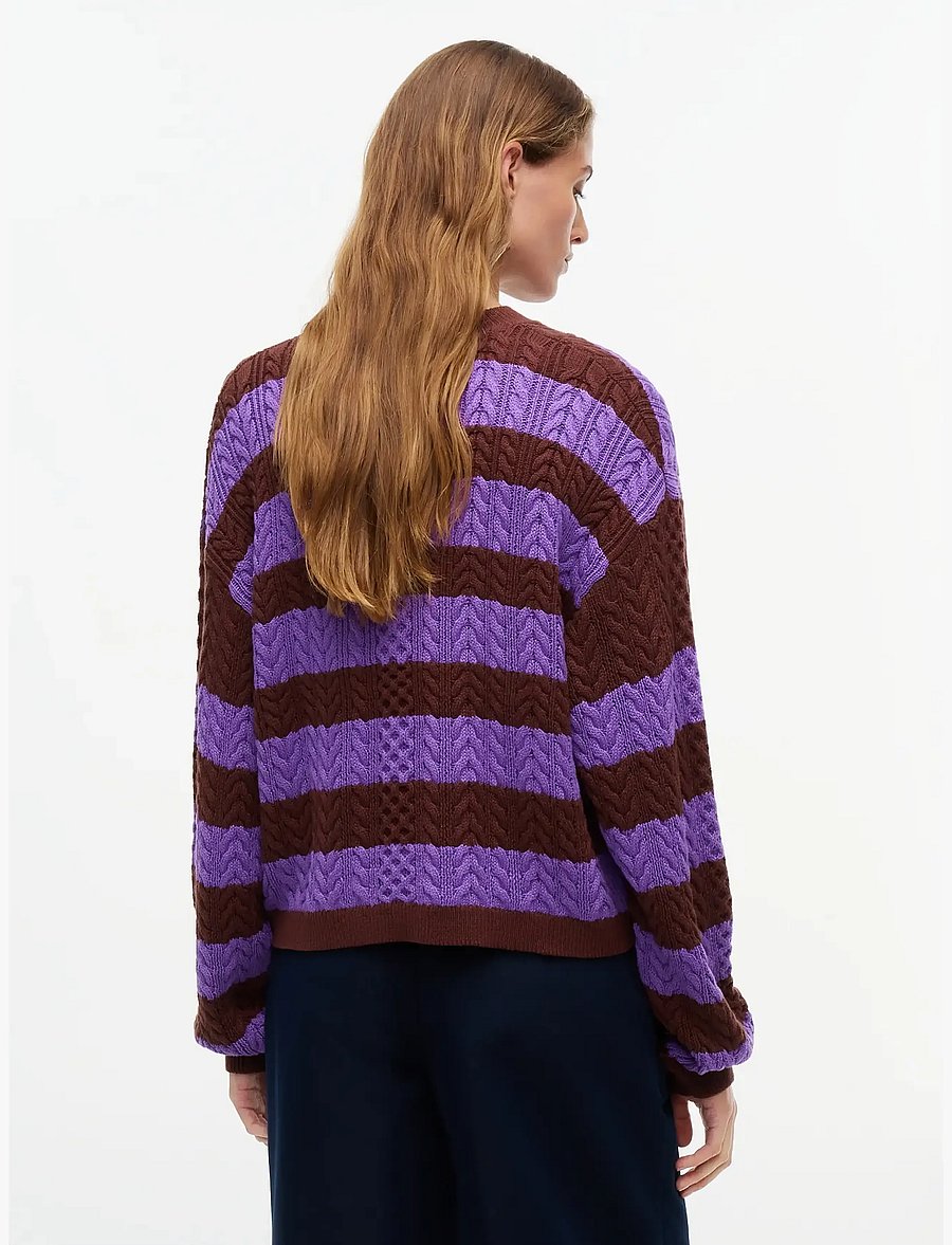Tommy Jeans - TJW CABLE CREW NECK SWEATER EXT - pullover - pure brown preppy lilac stripe - 2