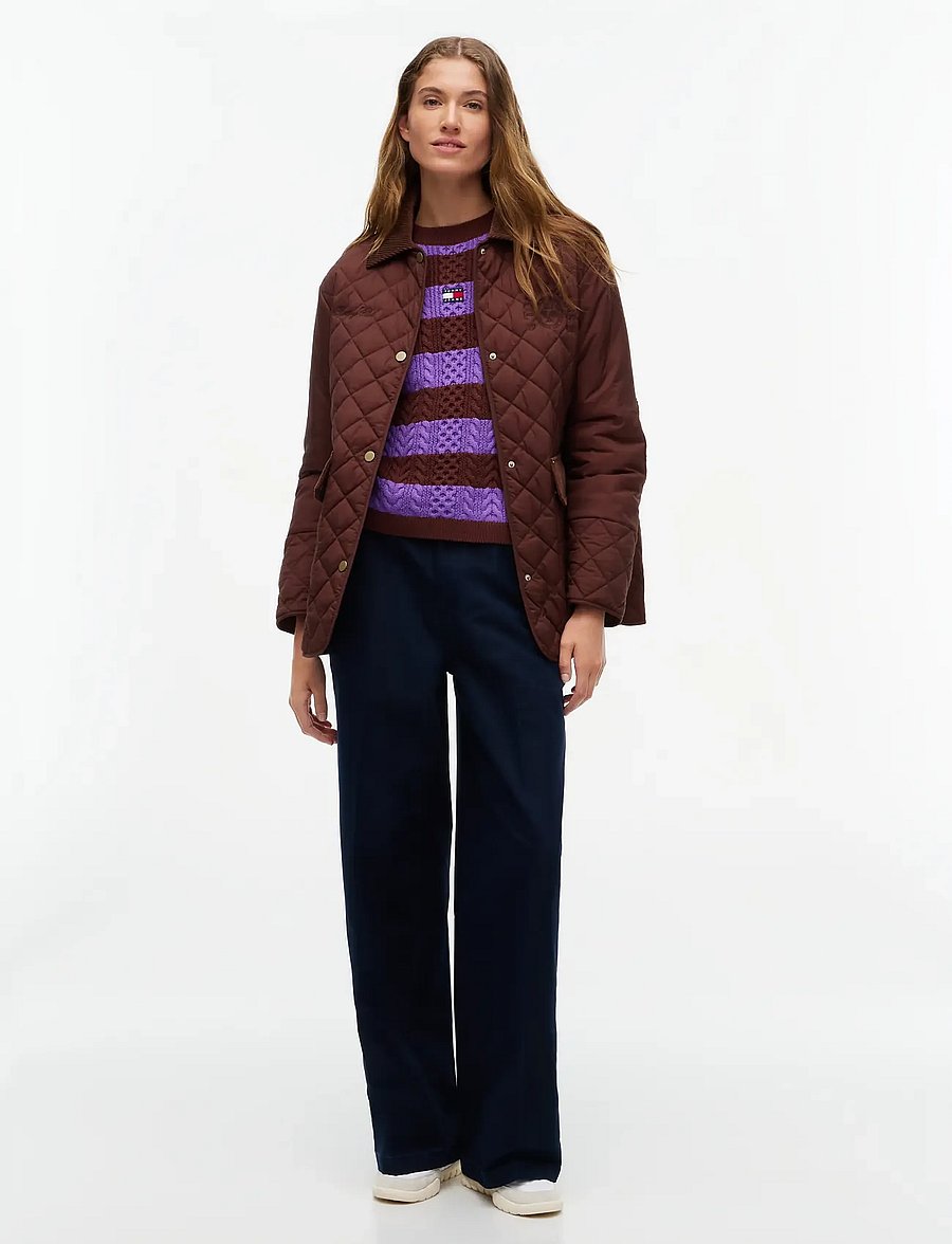 Tommy Jeans - TJW CABLE CREW NECK SWEATER EXT - pullover - pure brown preppy lilac stripe - 4