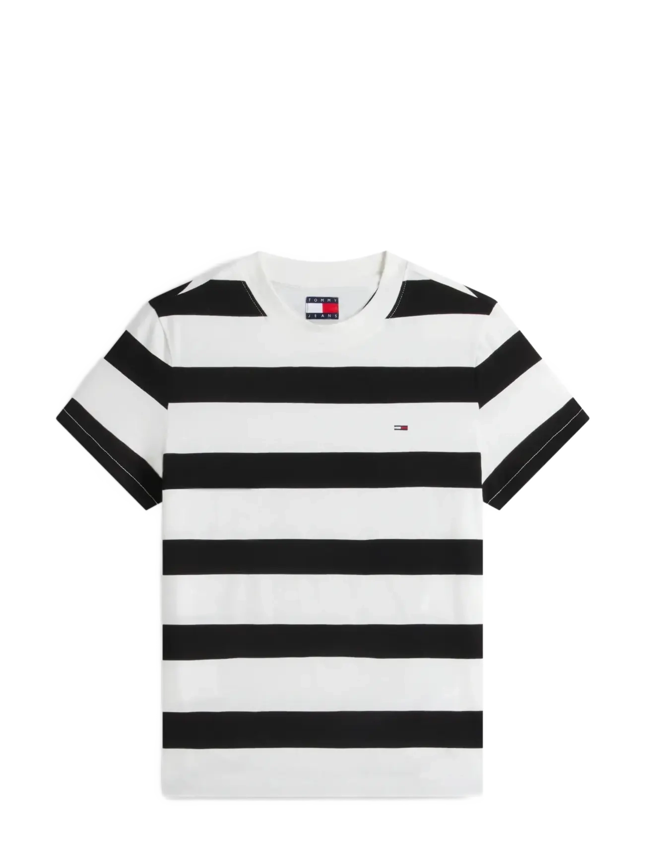 Tommy Jeans TJW REG S FLAG JERSEY SS TEE EXT - Kläder - BLACK   STRIPE / black