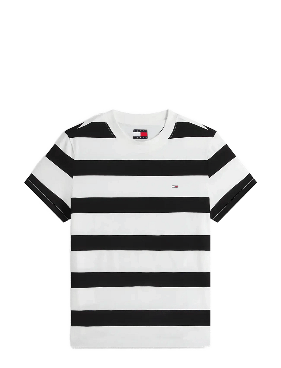 Tommy Jeans - TJW REG S FLAG JERSEY SS TEE EXT - t-shirts - black stripe - 1