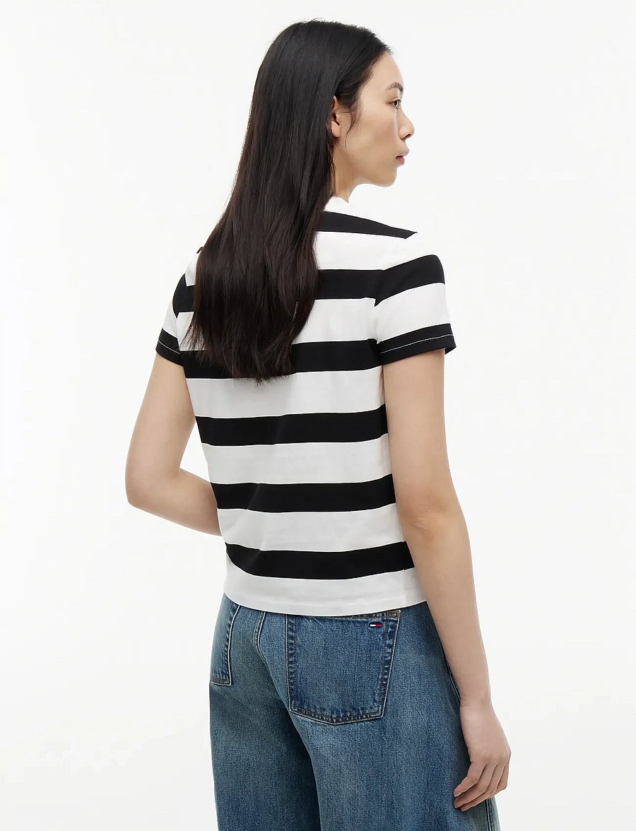 Tommy Jeans - TJW REG S FLAG JERSEY SS TEE EXT - t-shirts - black stripe - 2