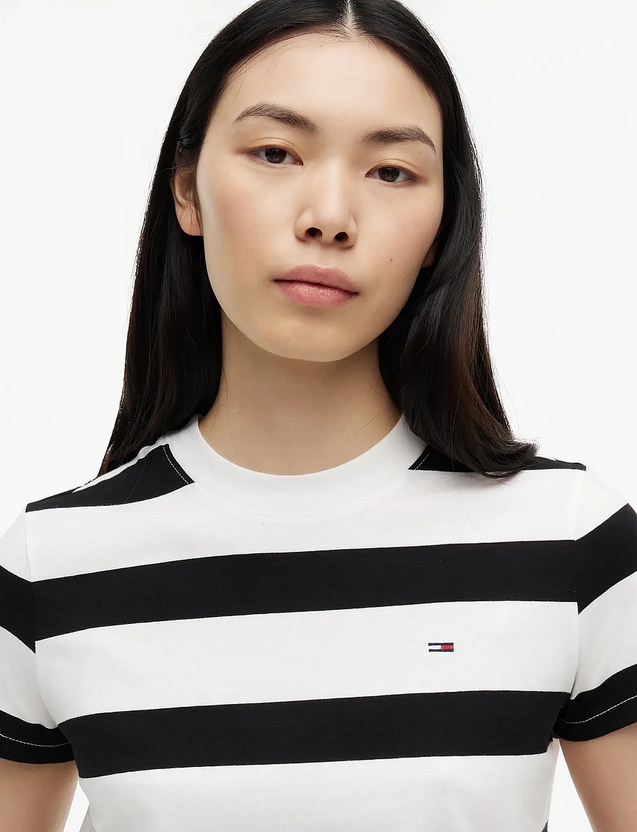 Tommy Jeans - TJW REG S FLAG JERSEY SS TEE EXT - t-shirts - black stripe - 3