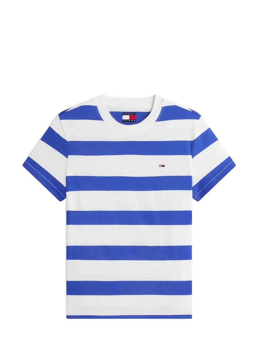 Tommy Jeans - TJW REG S FLAG JERSEY SS TEE EXT - t-särgid - noble blue stripe - 1
