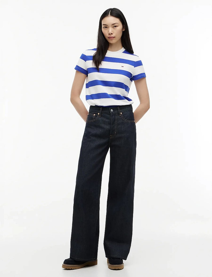 Tommy Jeans - TJW REG S FLAG JERSEY SS TEE EXT - t-särgid - noble blue stripe - 4