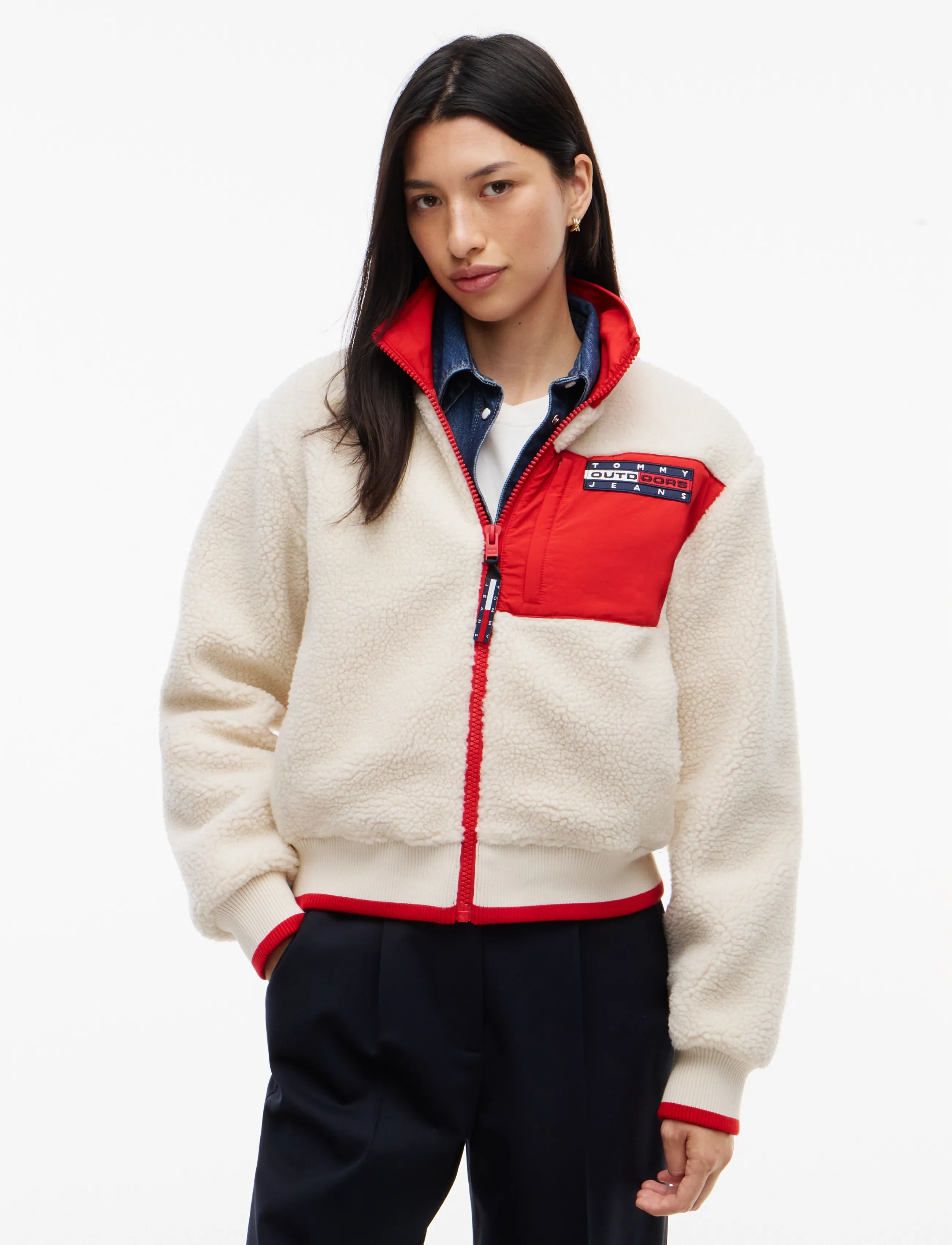 Tommy Jeans TJW OUTDOORS FLEECE ZIP JACKET - Tommy Hilfiger - OFF WHITE / cream