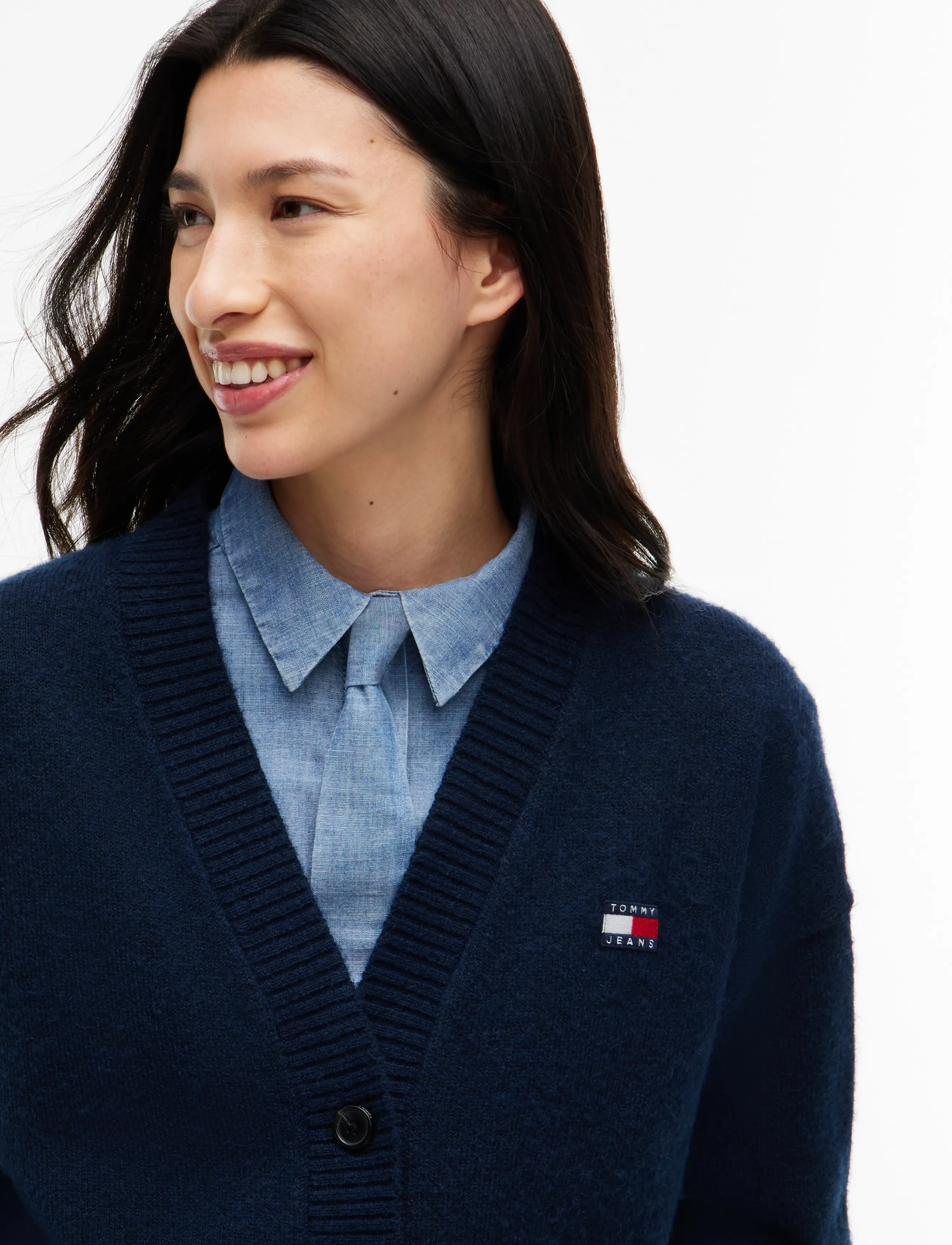 Tommy Jeans - TJW FLUFFY BADGE CARDIGAN EXT - strickjacken - dark blue - 3