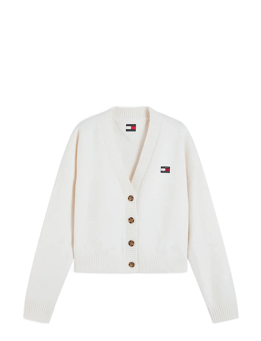 Tommy Jeans - TJW FLUFFY BADGE CARDIGAN EXT - strickjacken - off white - 1