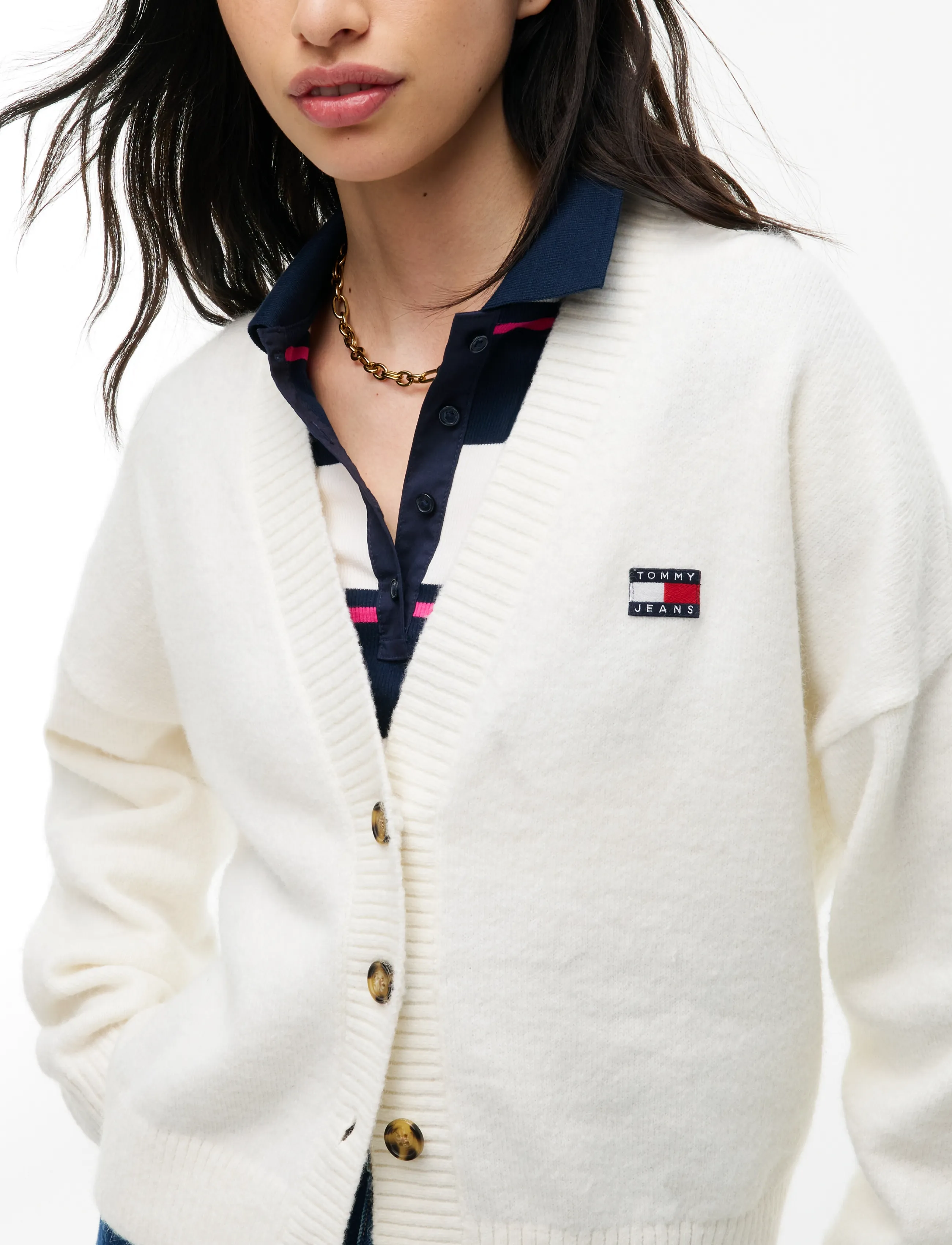 Tommy Jeans - TJW FLUFFY BADGE CARDIGAN EXT - strickjacken - off white - 3