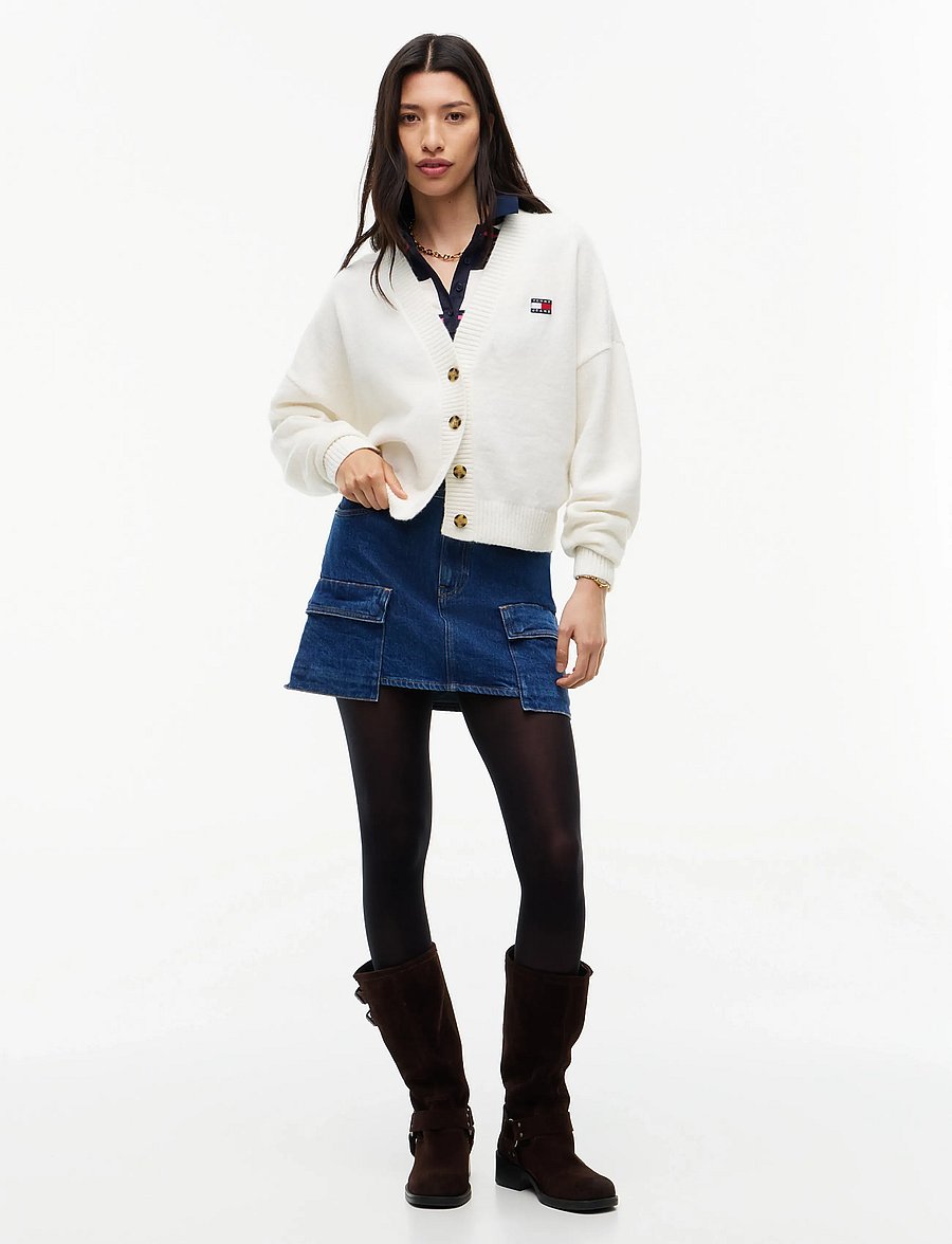 Tommy Jeans - TJW FLUFFY BADGE CARDIGAN EXT - strickjacken - off white - 4