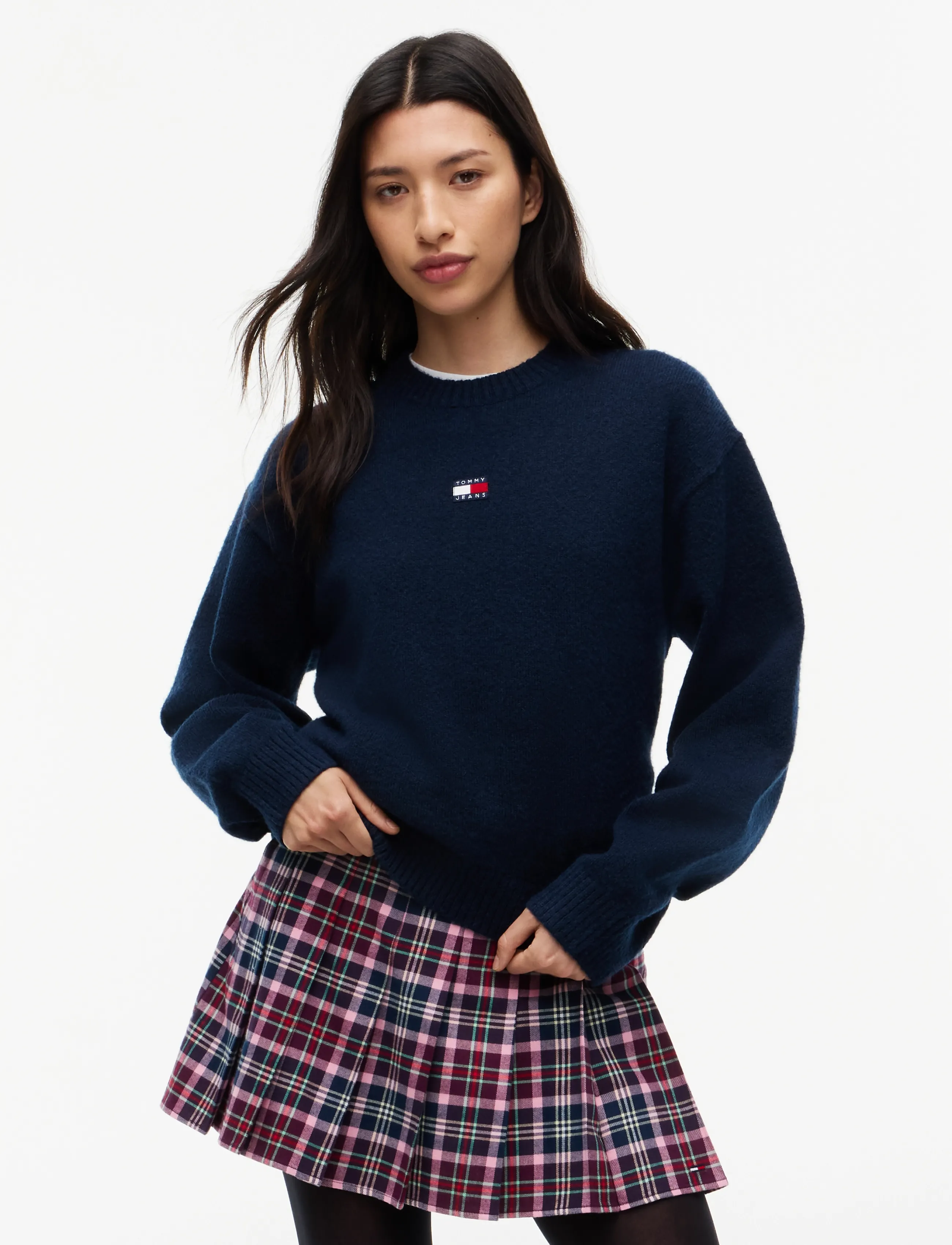 Tommy Jeans TJW FLUFFY BADGE SWEATER EXT - Tommy Jeans - DARK BLUE / navy