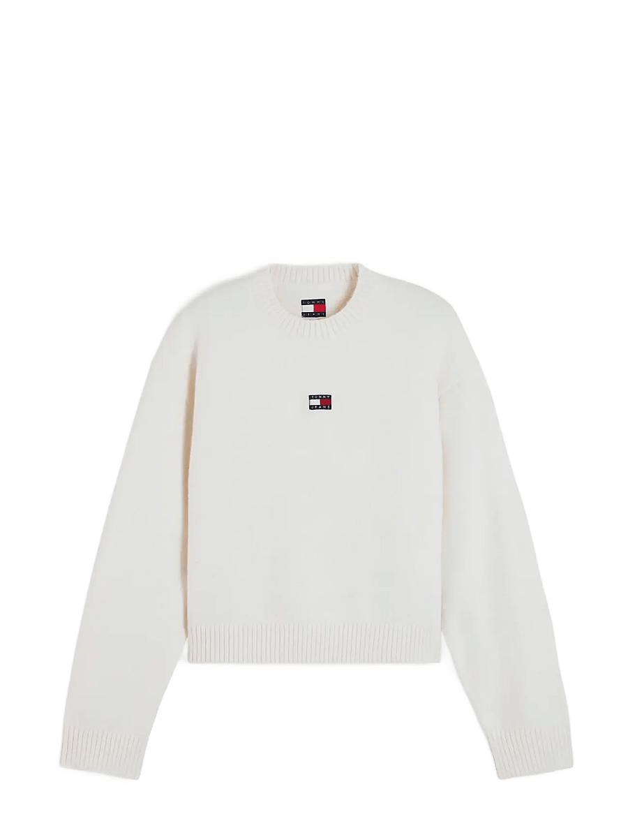 Tommy Jeans - TJW FLUFFY BADGE SWEATER EXT - striktrøjer - off white - 1
