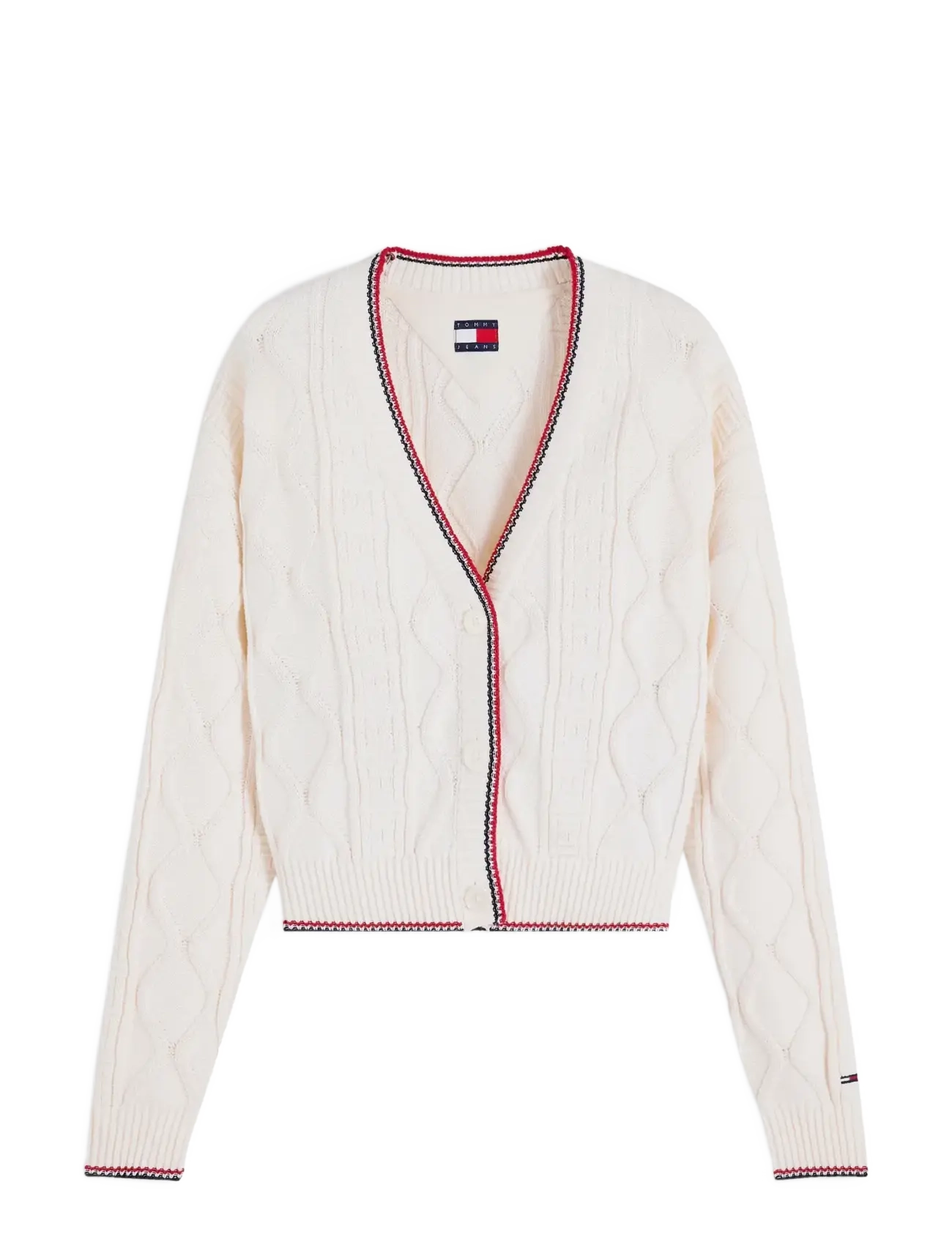 Tommy Jeans - TJW FLAG CABLE MIX CARDIGAN - strickjacken - off white - 1