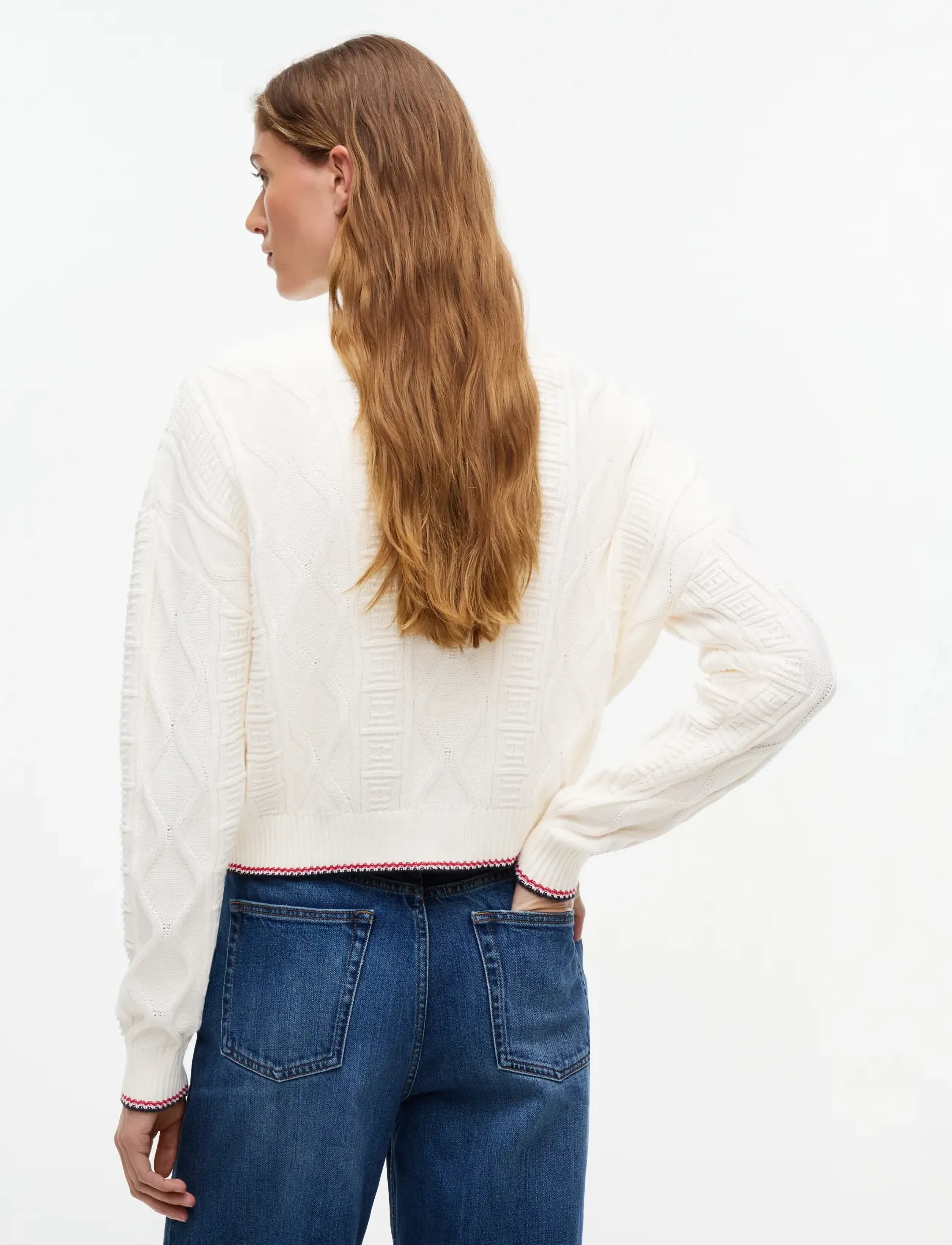 Tommy Jeans - TJW FLAG CABLE MIX CARDIGAN - strickjacken - off white - 2