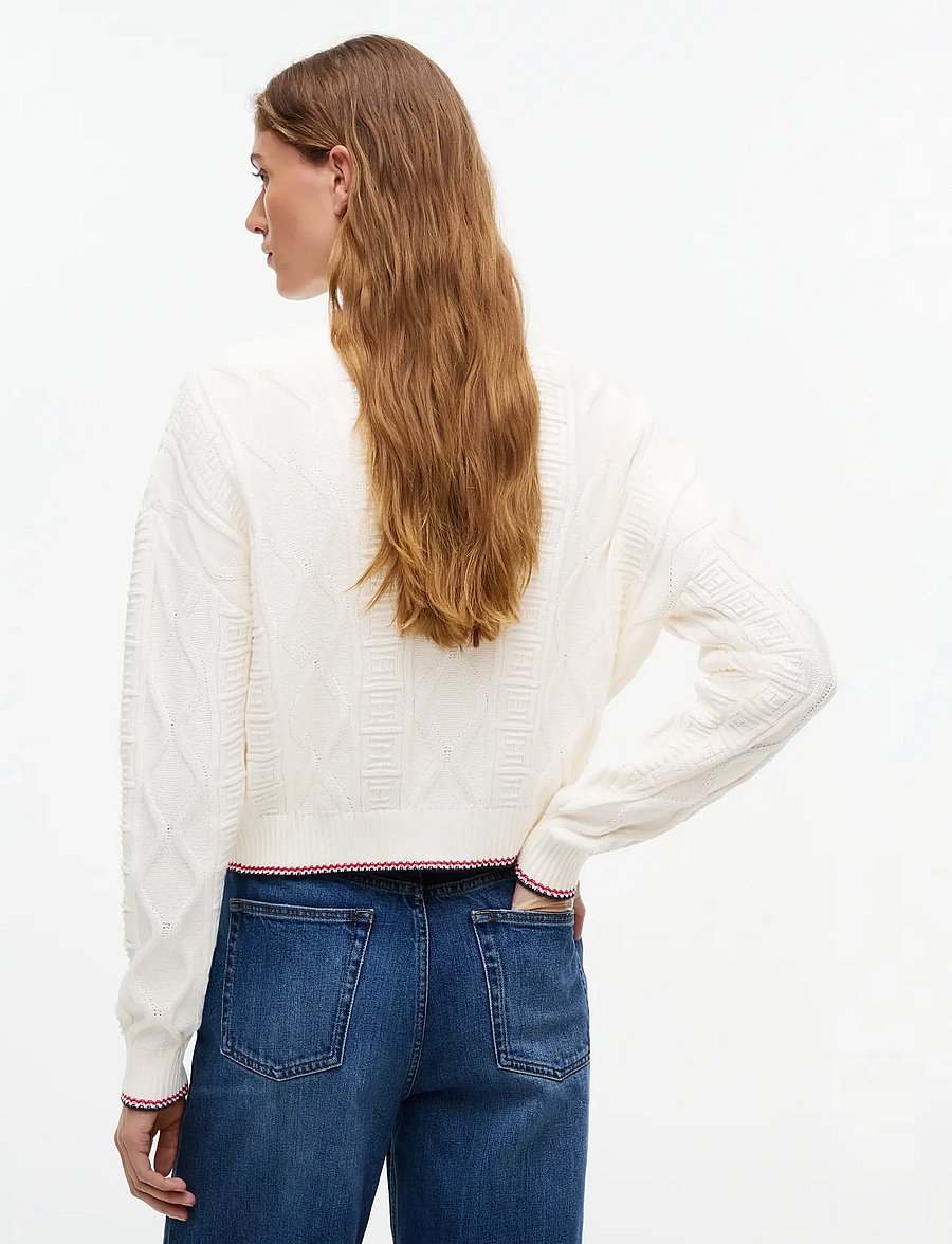 Tommy Jeans - TJW FLAG CABLE MIX CARDIGAN - strickjacken - off white - 2