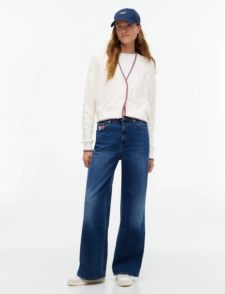 Tommy Jeans - TJW FLAG CABLE MIX CARDIGAN - strickjacken - off white - 4