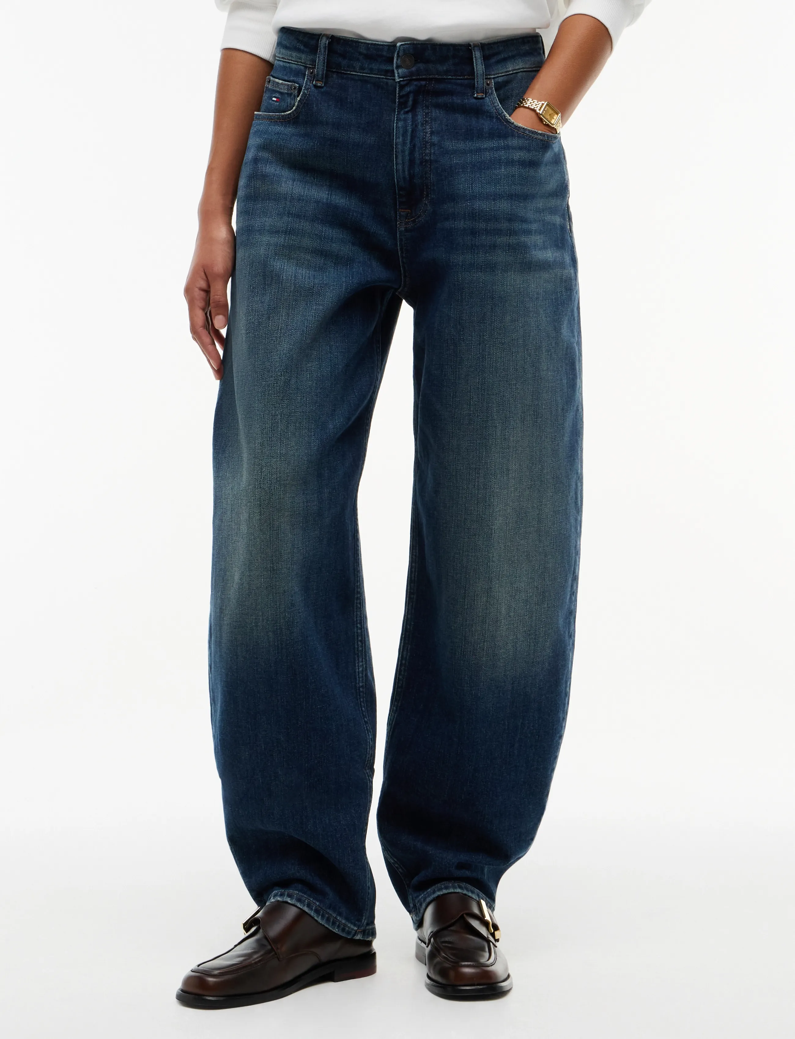 Tommy Jeans JEANIE BALLOON DJ5152 - Püksid - DENIM DARK / blue