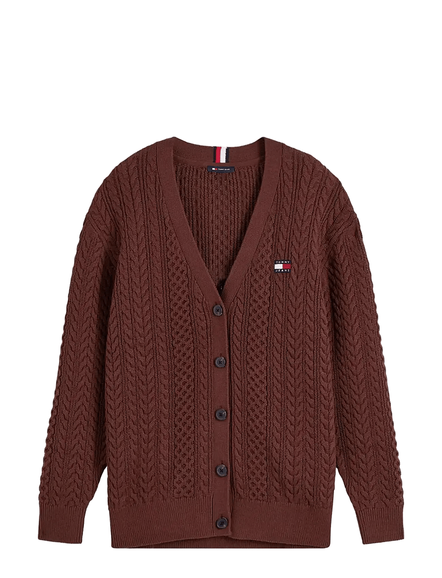 Tommy Jeans - TJW OVS CABLE CARDIGAN EXT - strickjacken - pure brown - 1