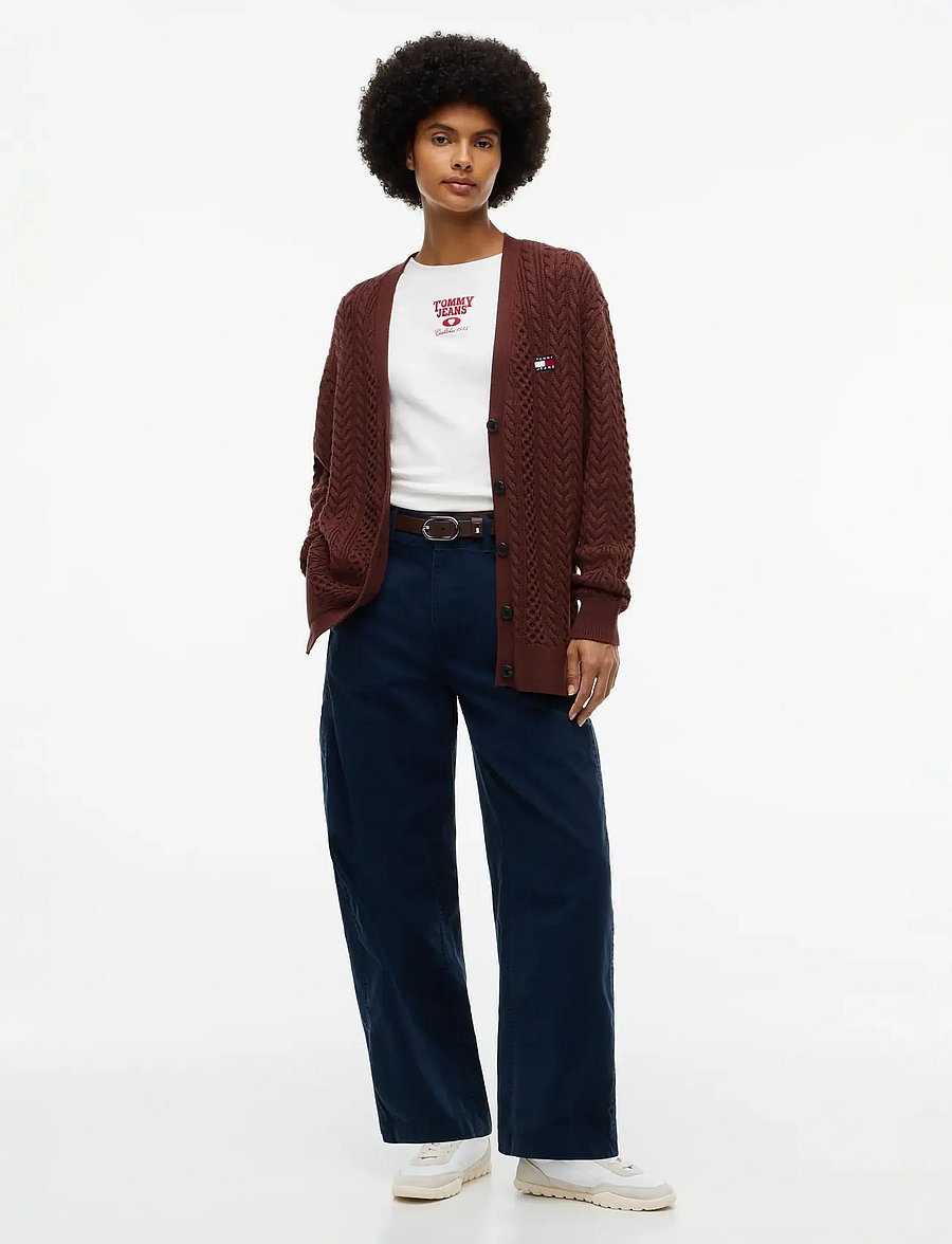 Tommy Jeans - TJW OVS CABLE CARDIGAN EXT - strickjacken - pure brown - 4
