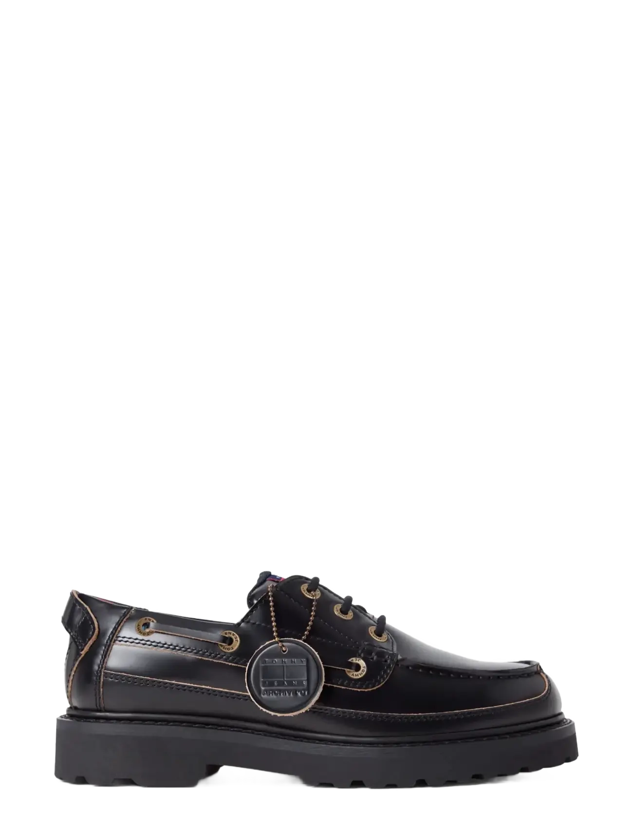 Tommy Jeans ARCHIVE 01 BOAT SHOE LTHR - Skór - BLACK / black