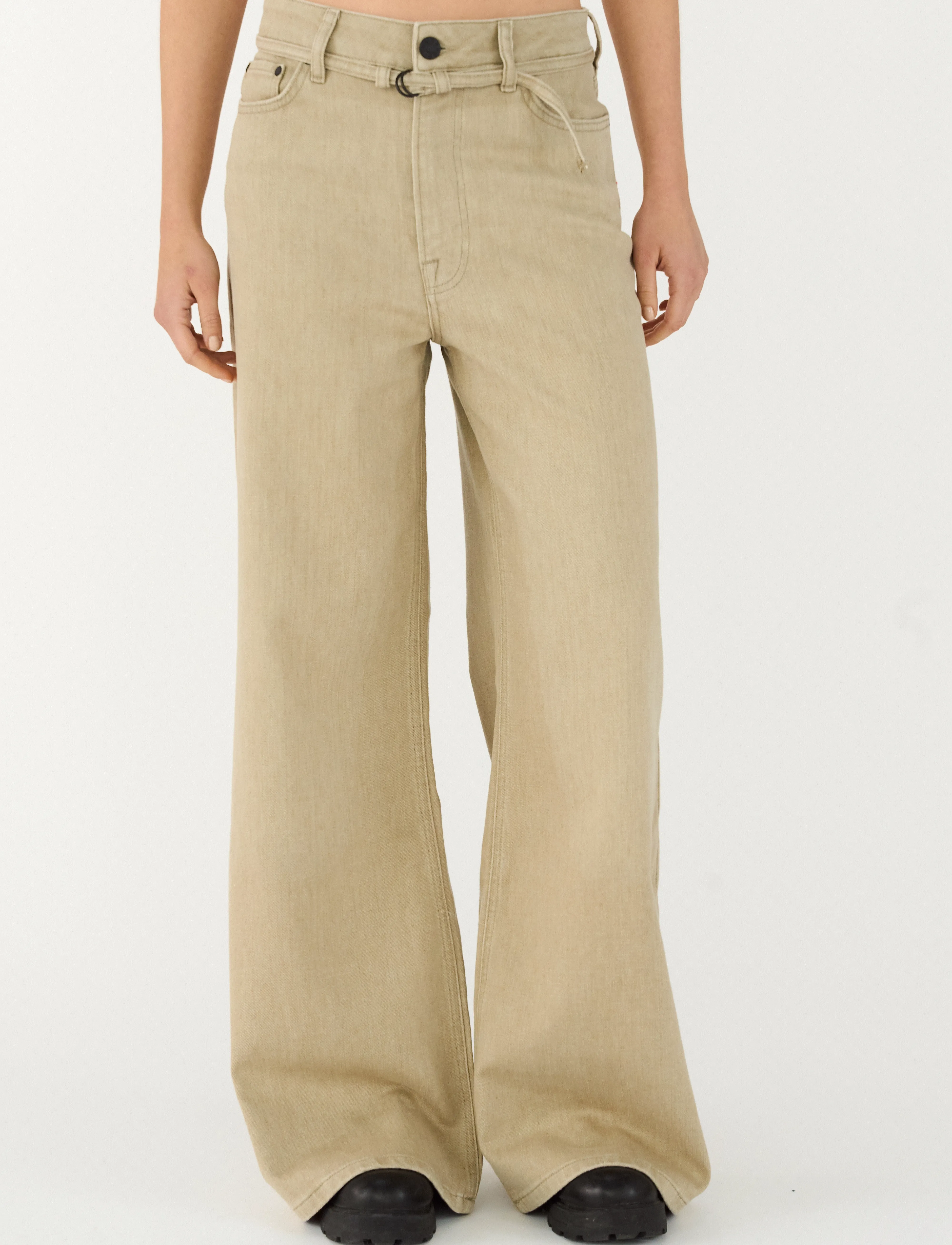 Tomorrow - TRW-Arizona Belted Jeans Wash Origi - szerokie dżinsy - khaki - 3