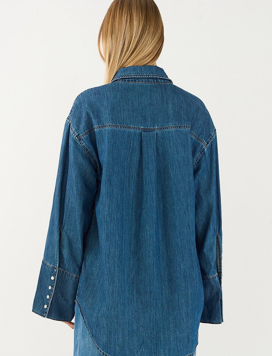 Tomorrow - TRW-Jane Oversize Denim Shirt Wash - teksasärgid - denim blue - 3