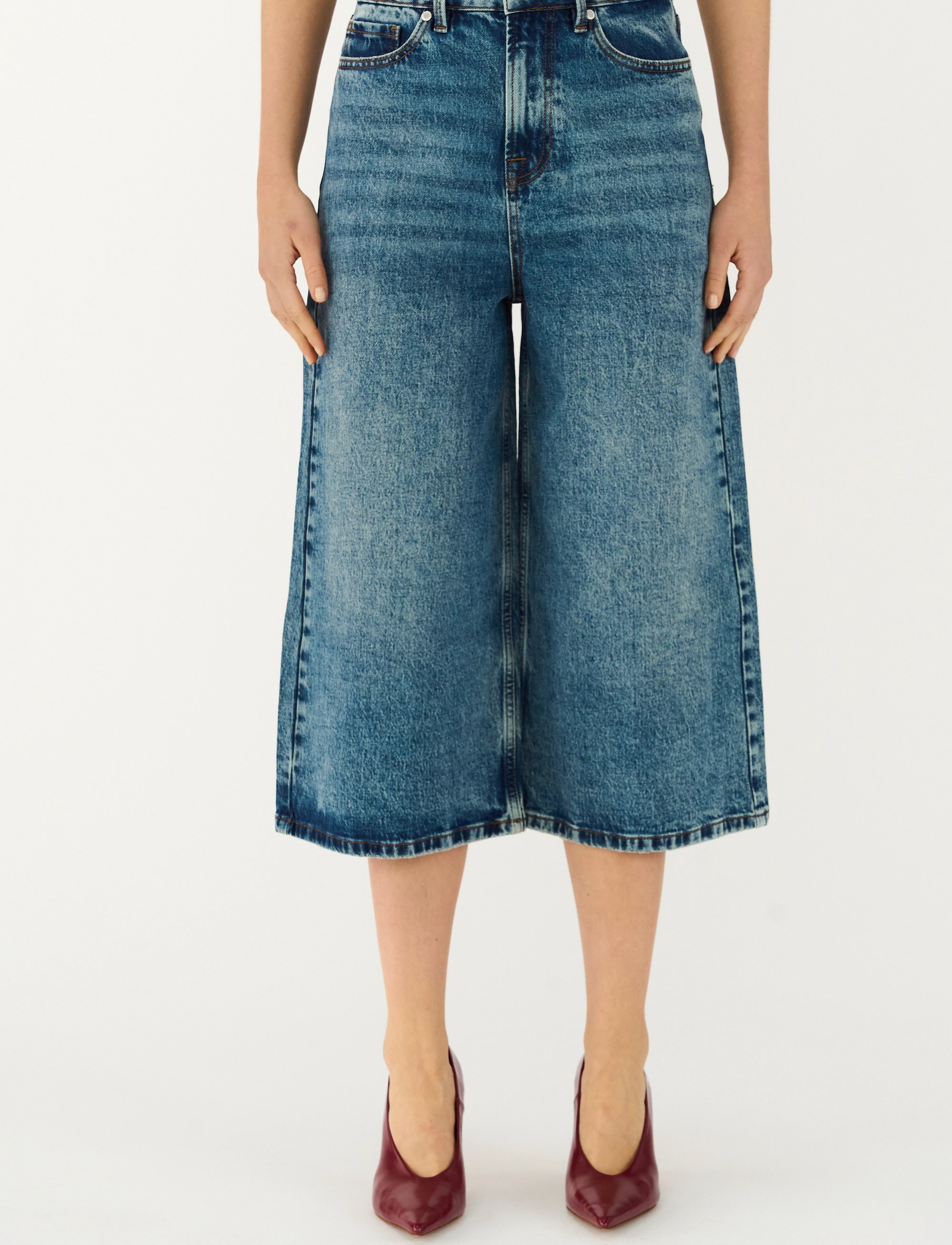 Tomorrow - TRW-Mandela Culotte Jeans Wash Peru - culottes - denim blue - 0