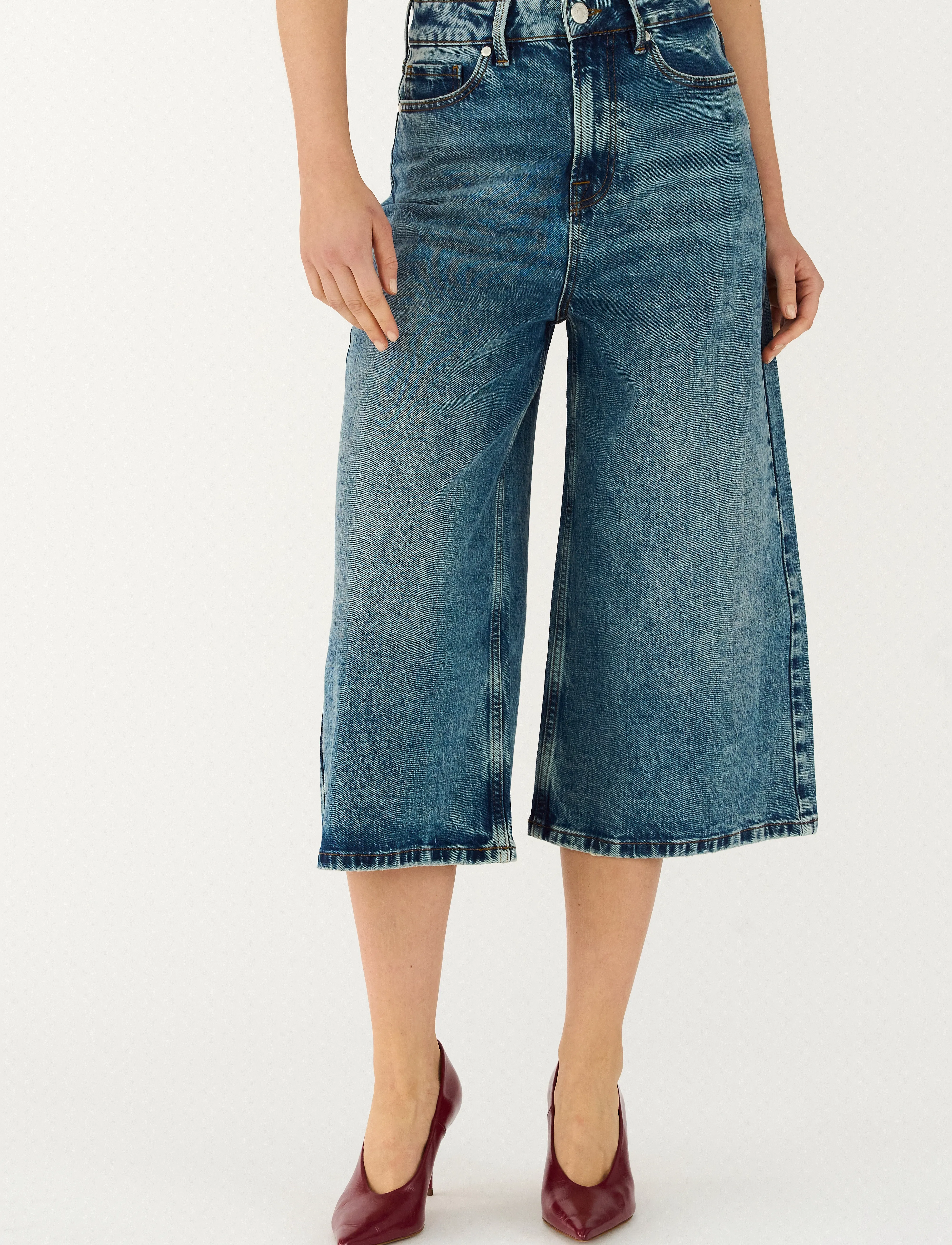 Tomorrow - TRW-Mandela Culotte Jeans Wash Peru - culottes - denim blue - 4