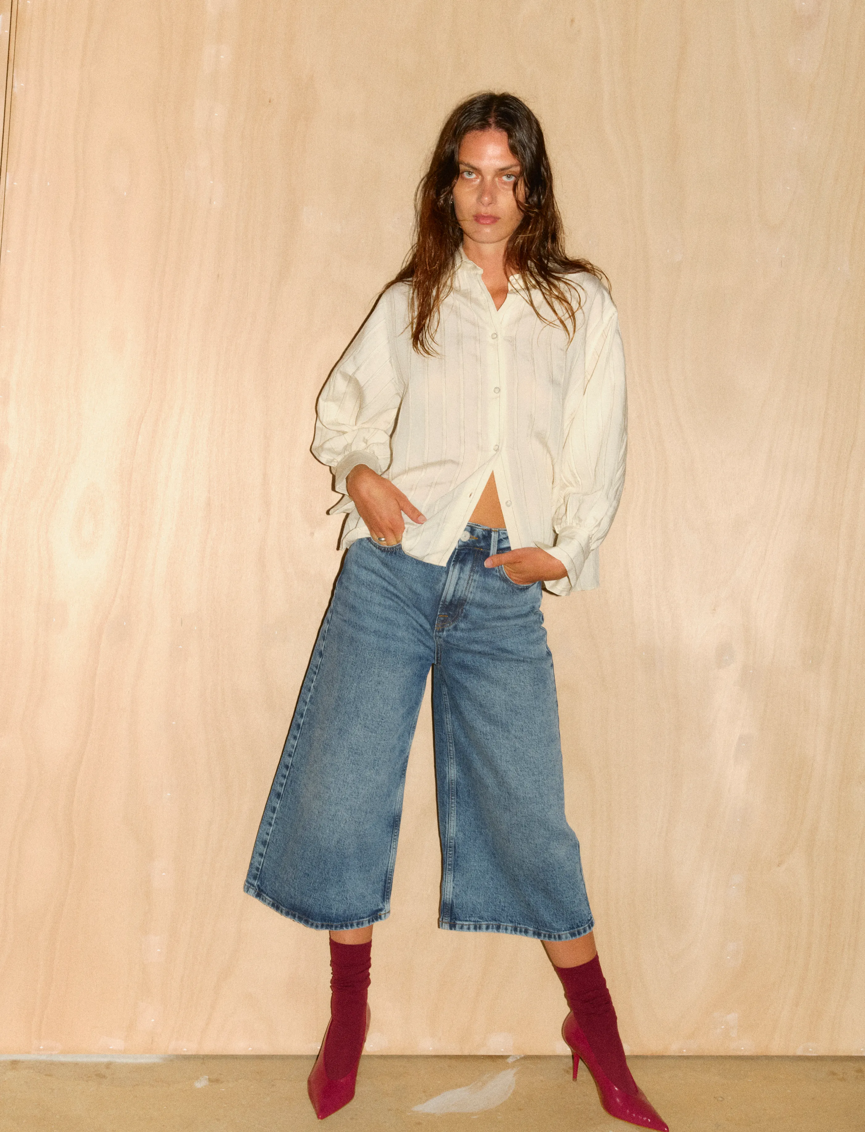 Tomorrow - TRW-Mandela Culotte Jeans Wash Peru - culottes - denim blue - 5