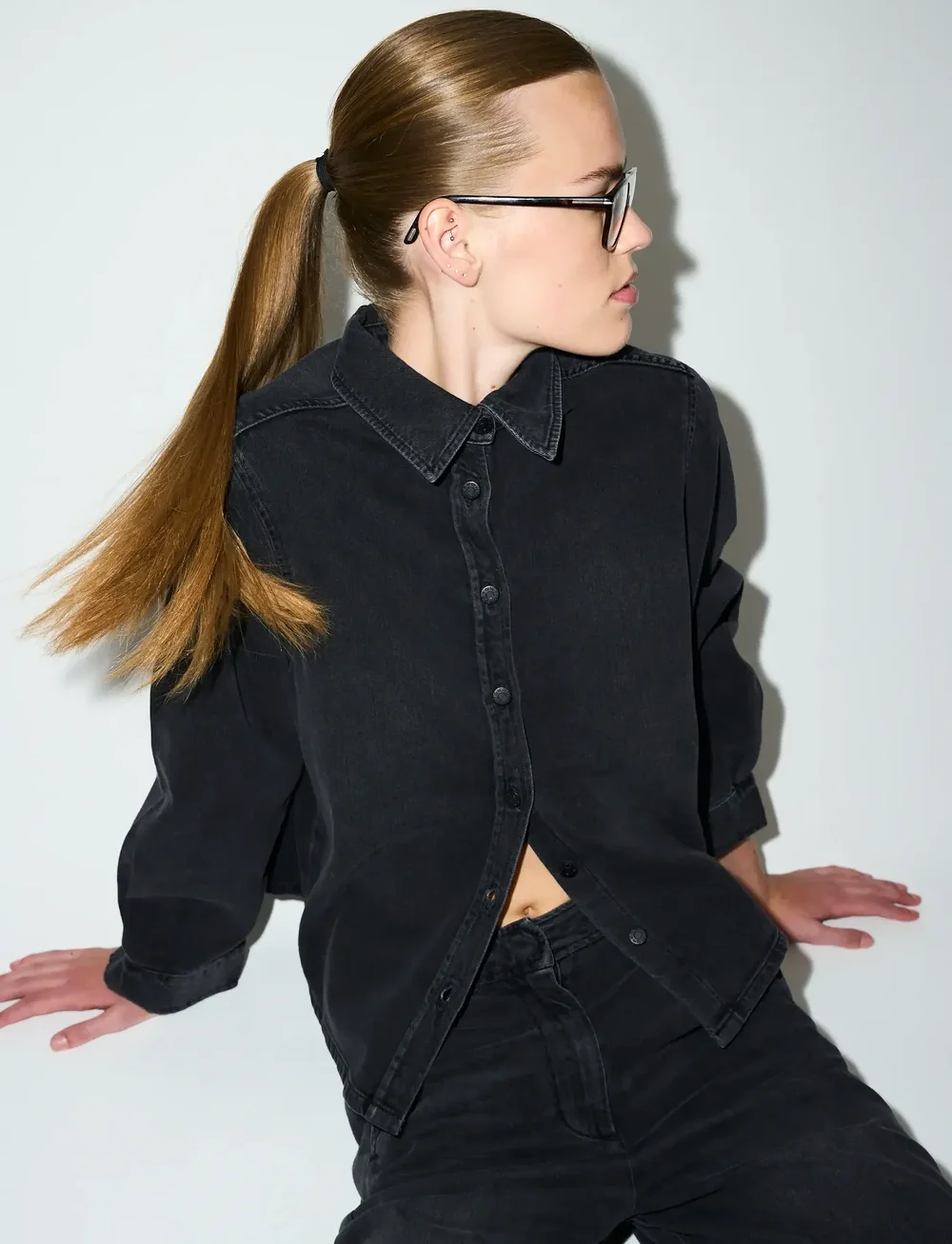 Tomorrow - TRW-Ellen Denim Shirt Wash Milano B - denim shirts - black - 3