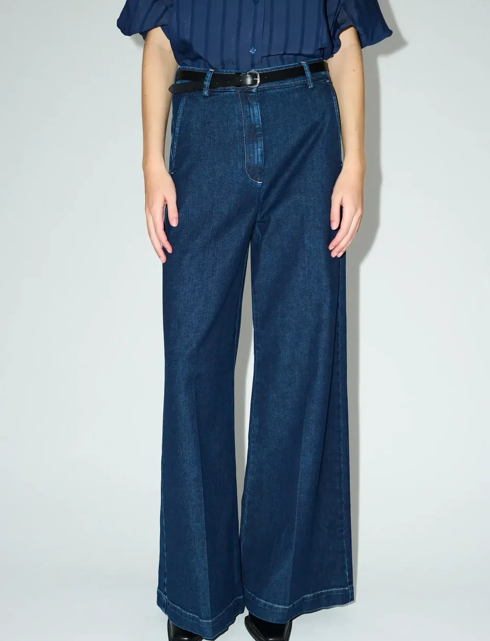 Tomorrow - TRW-Ellen French Pant Wash Andong - hosen mit weitem bein - denim blue - 3