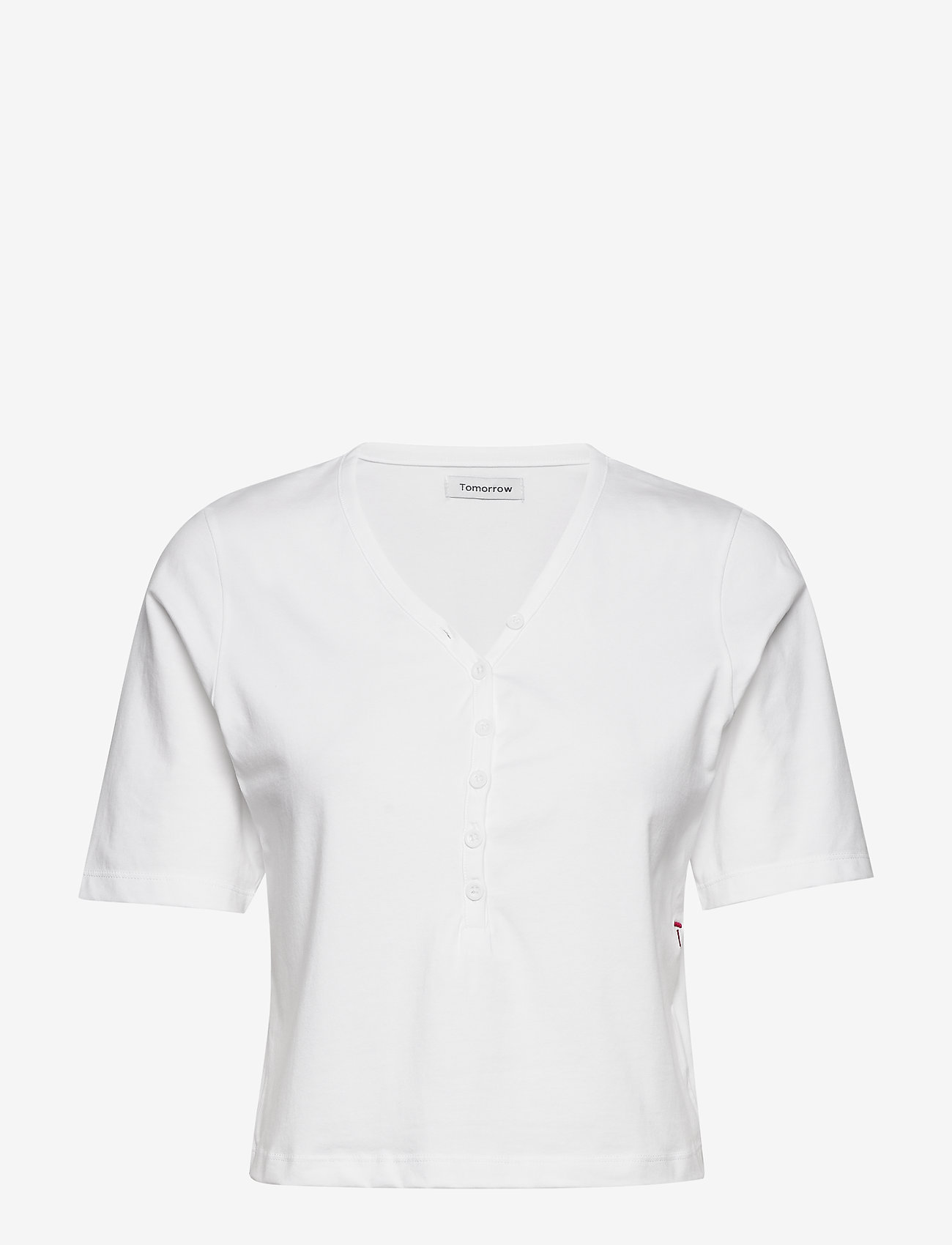 Tomorrow - Lennon button cropped tee - white - 0