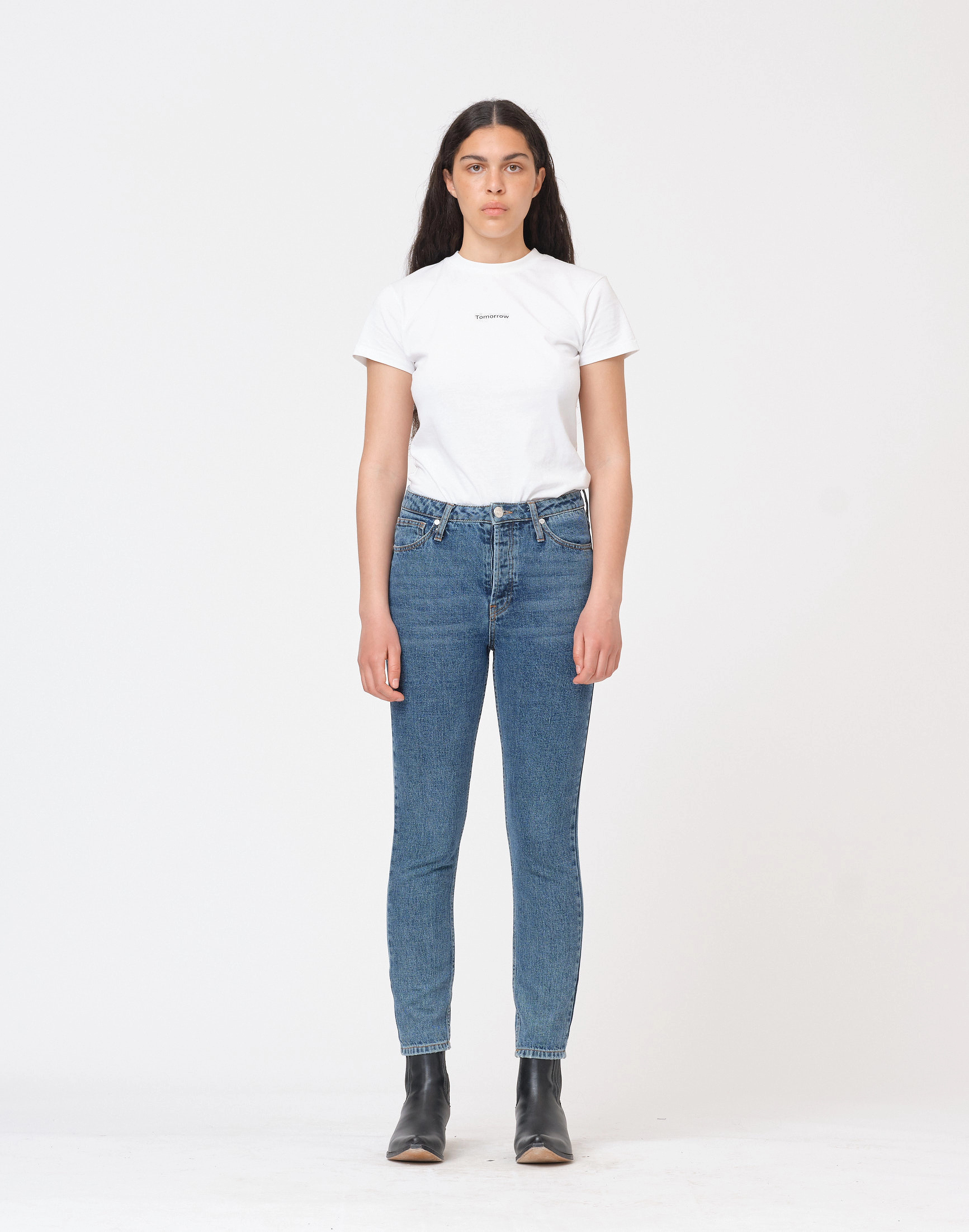 Tomorrow Trw-Hepburn Jeans Wash Bright Orlan, Kvinder, Højtaljede Jeans, Blå, Str: 26 x 30