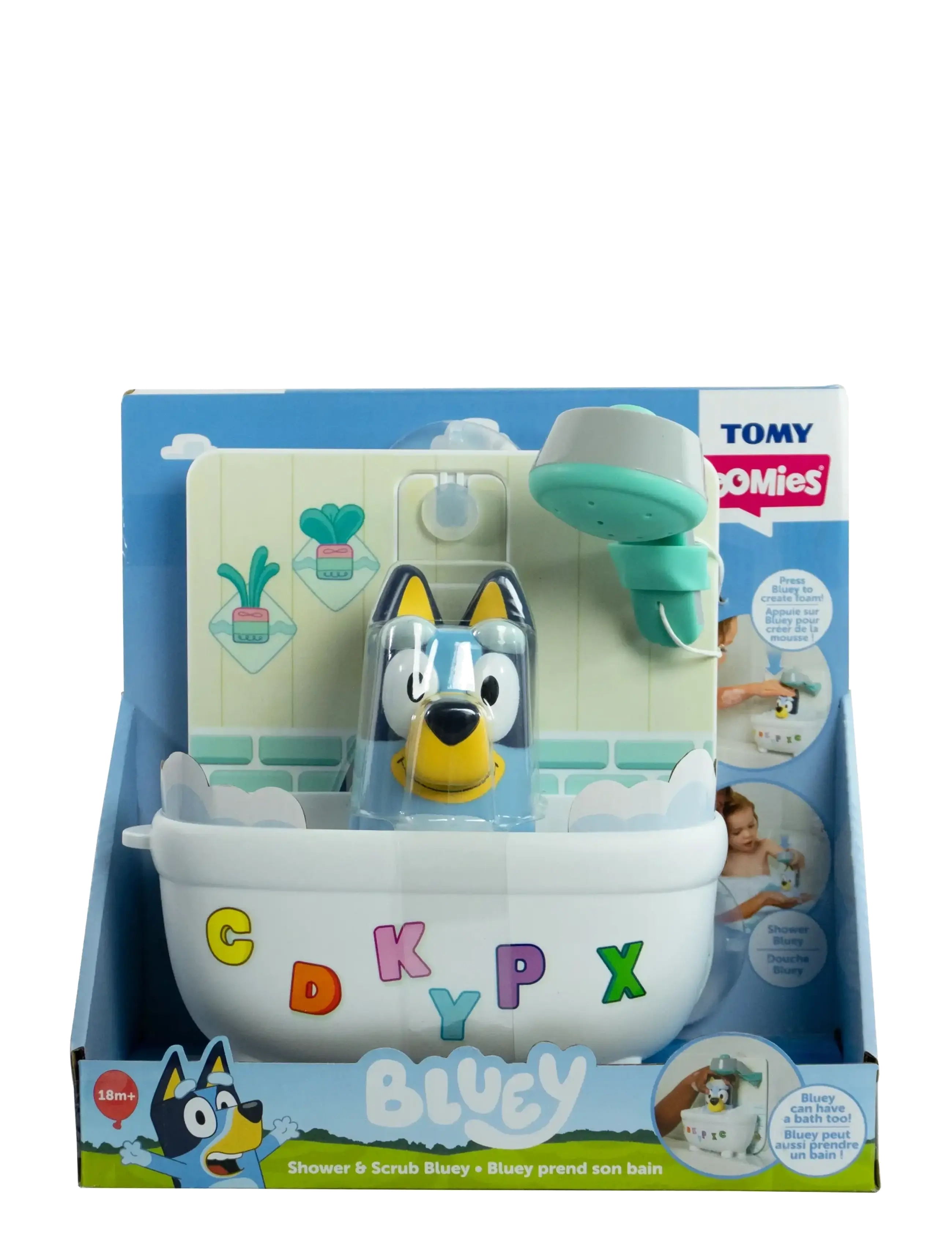 TOMY Toomies Bluey's Shower & Scrub, One Size, Blue, Bath & Water Legetøj > Bath Legetøj, Børn