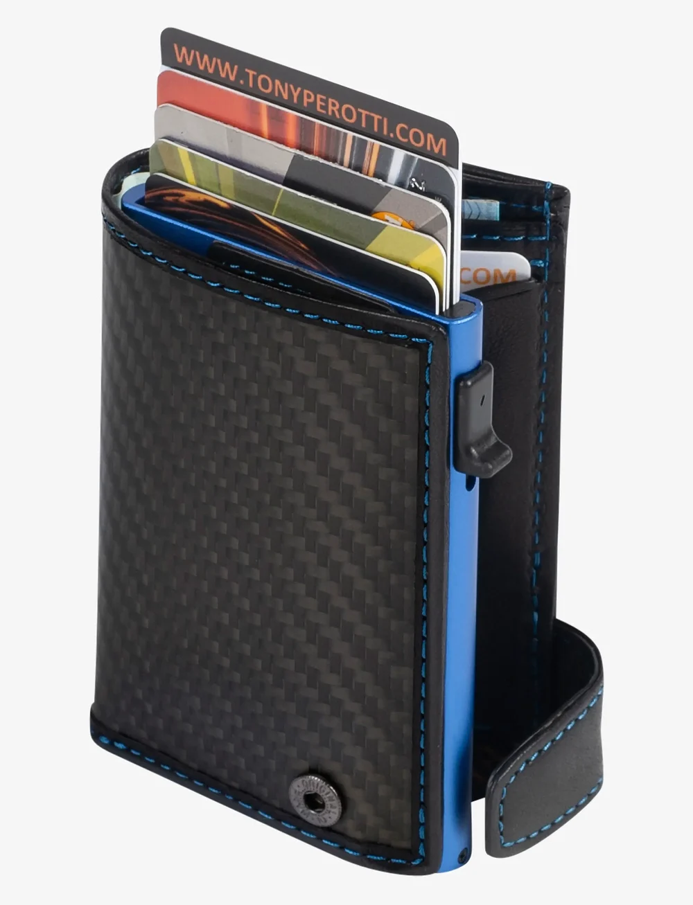 Tony Perotti - Furbo Carbon cardholder with banknote and coin pocket - lommebøker - black - 3