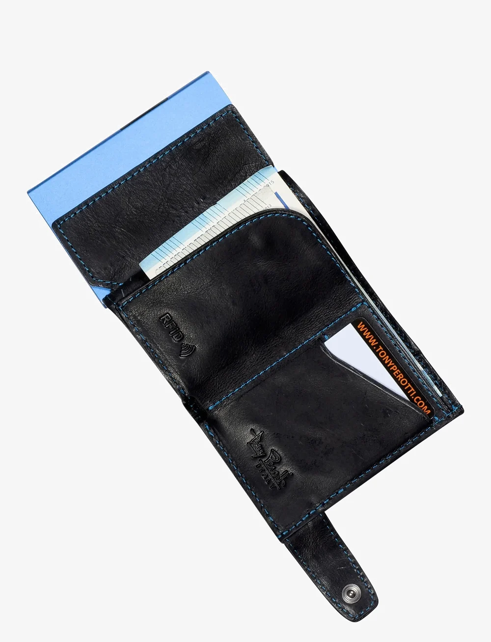 Tony Perotti - Furbo Carbon cardholder with banknote and coin pocket - lommebøker - black - 4