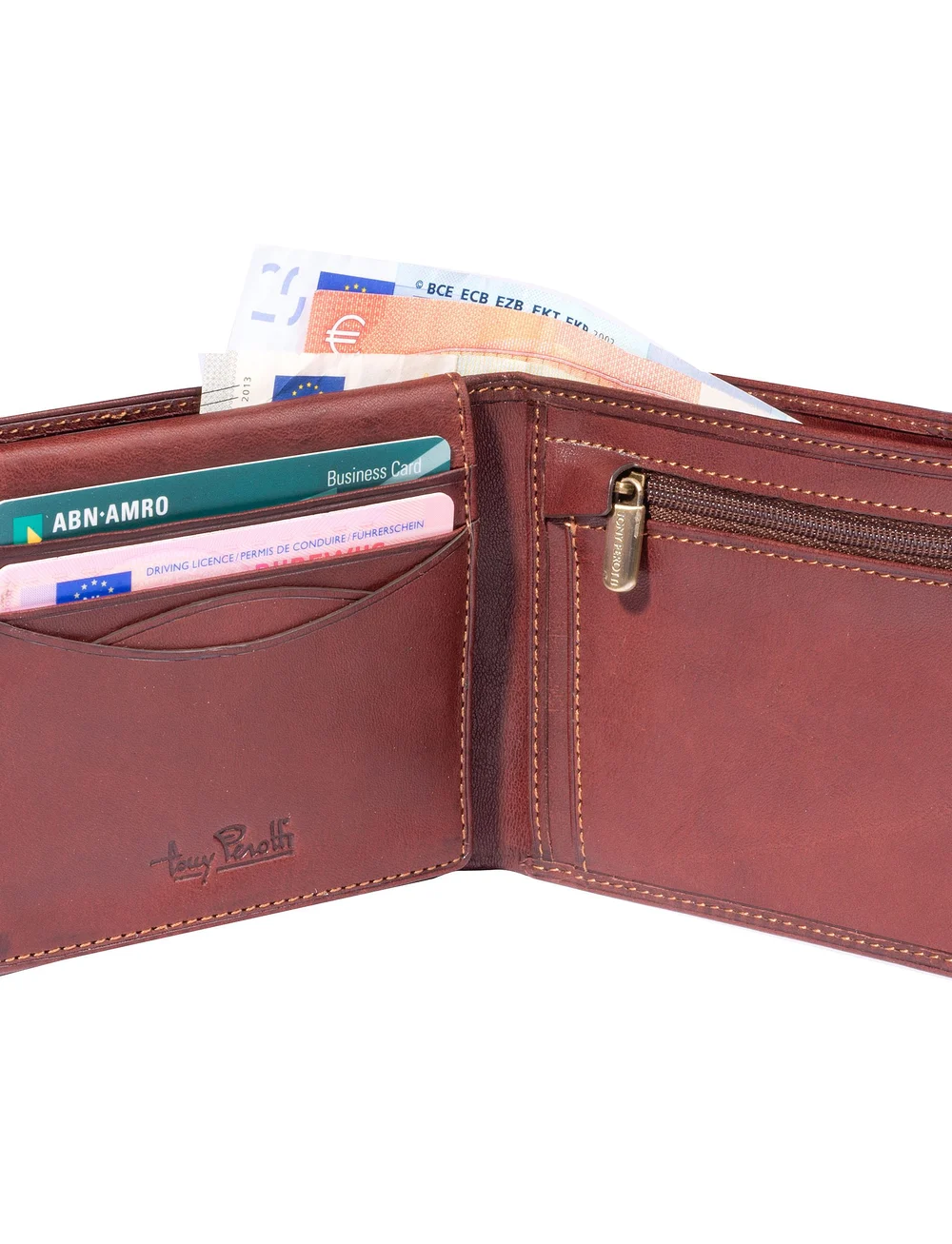 Tony Perotti - Billfold with coin zipper pocket - igapäevane stiil - dark brown - 4