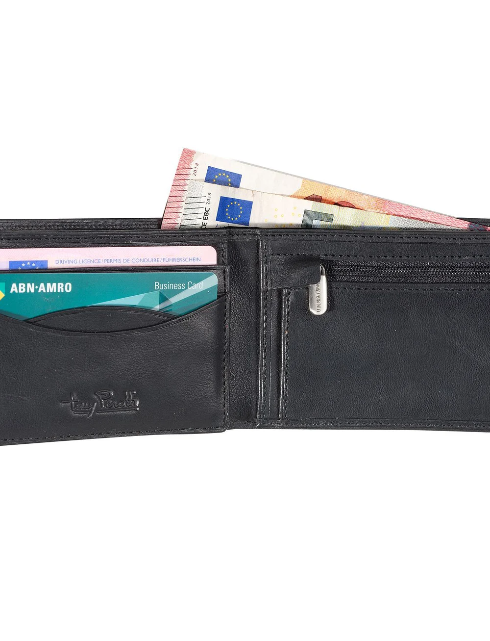 Tony Perotti - Billfold with zipper coin pocket - plånböcker - black - 4