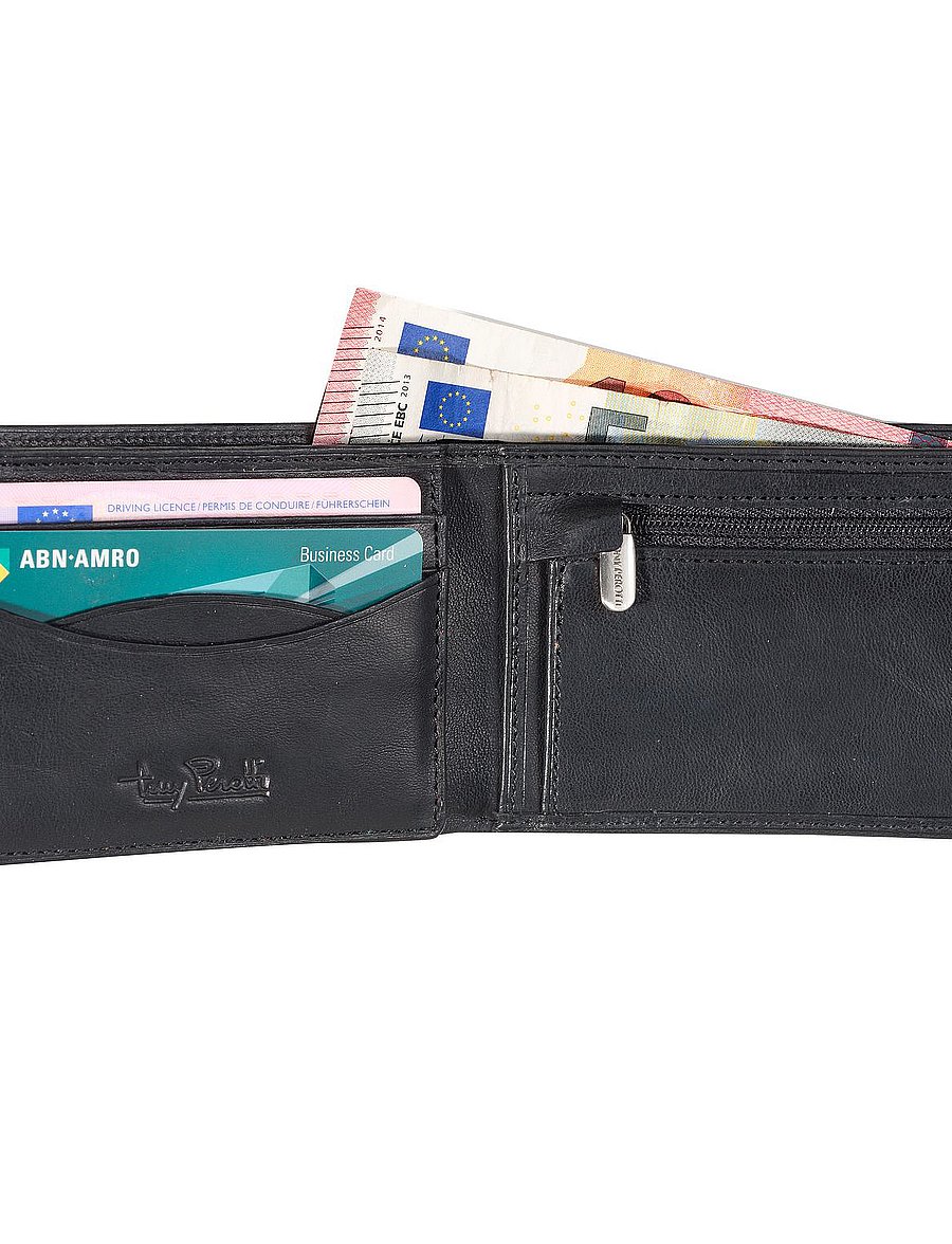 Tony Perotti - Billfold with zipper coin pocket - punge - black - 4
