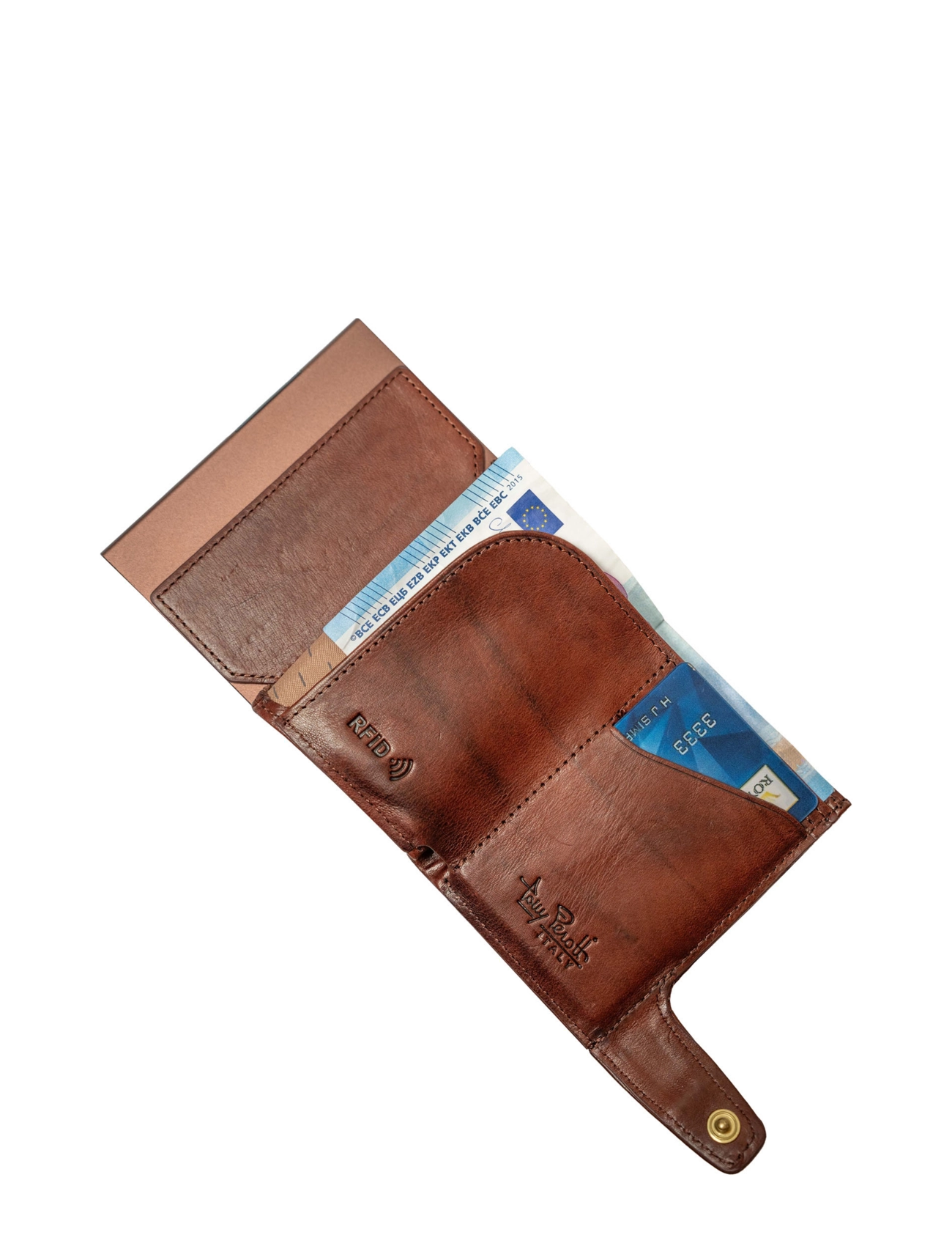 Tony Perotti - Furbo cardholder w/ banknote and coin pocket - portemonnaies - dark brown - 5