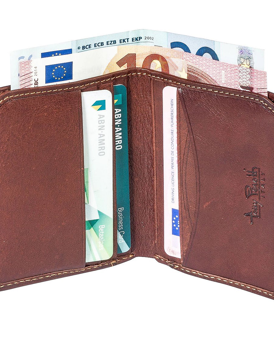 Tony Perotti - Creditcard wallet, fold, w/ banknote pocket - punge - dark brown - 3