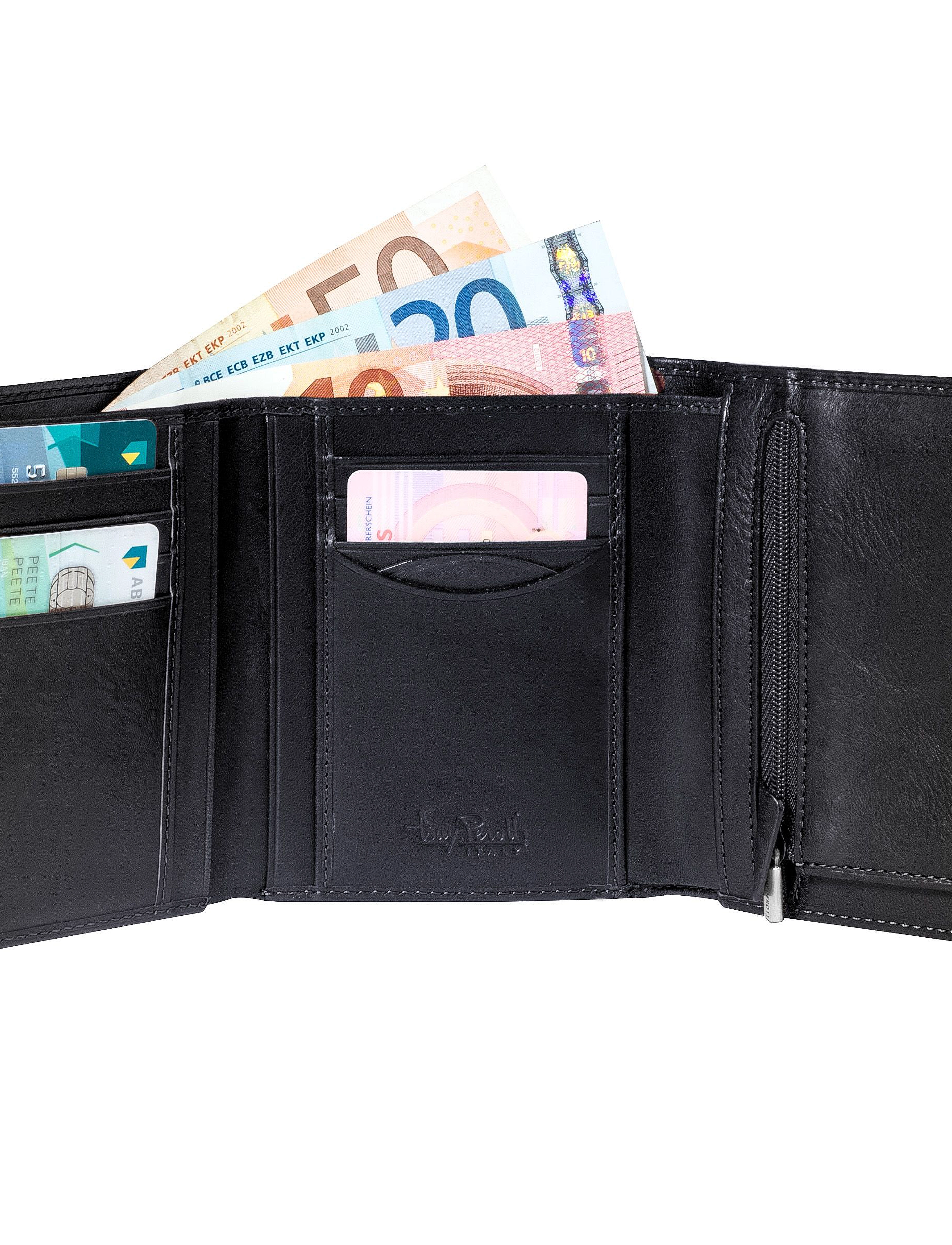 Tony Perotti - 3 fold Mens wallet with coin pocket - portemonnaies - black - 4