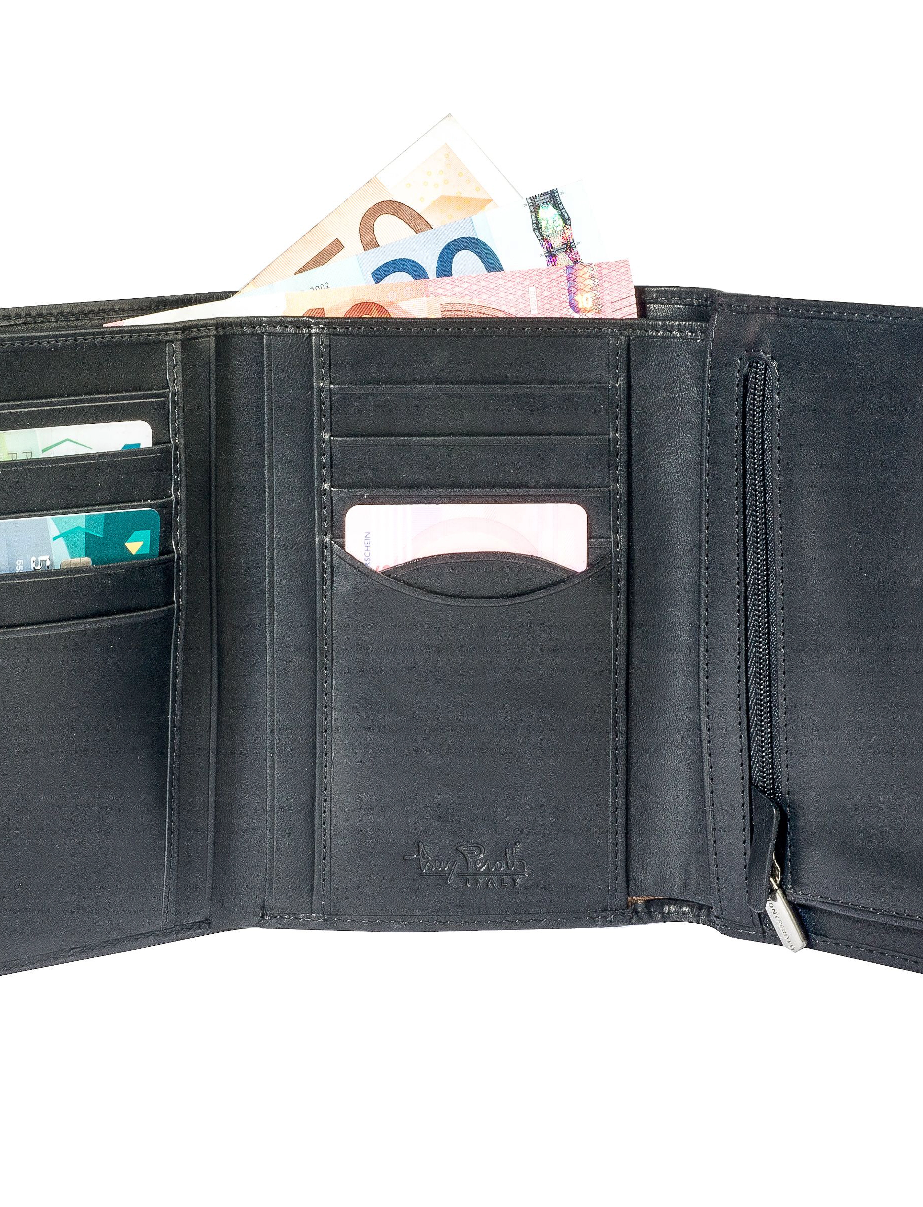 Tony Perotti - 3 fold Mens wallet with coin pocket - black - 4