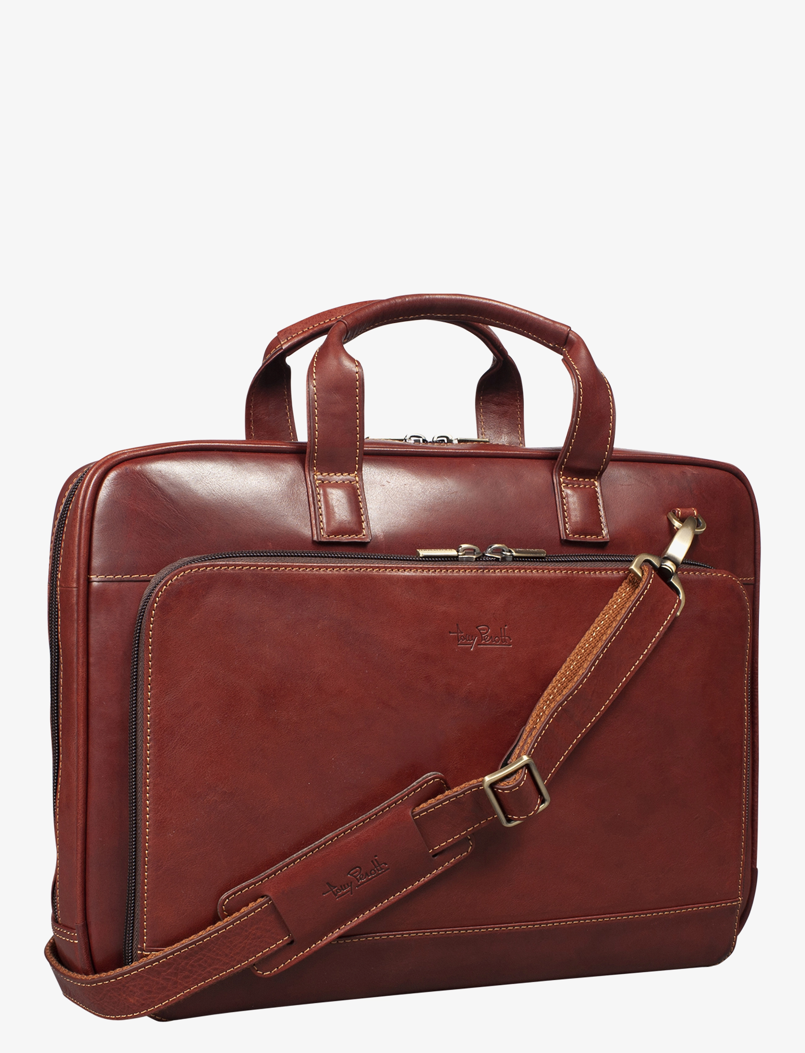 Tony Perotti 1 Compartment Laptop Bag, Mænd, Laptop Mappe, Brun, Str: ONE SIZE
