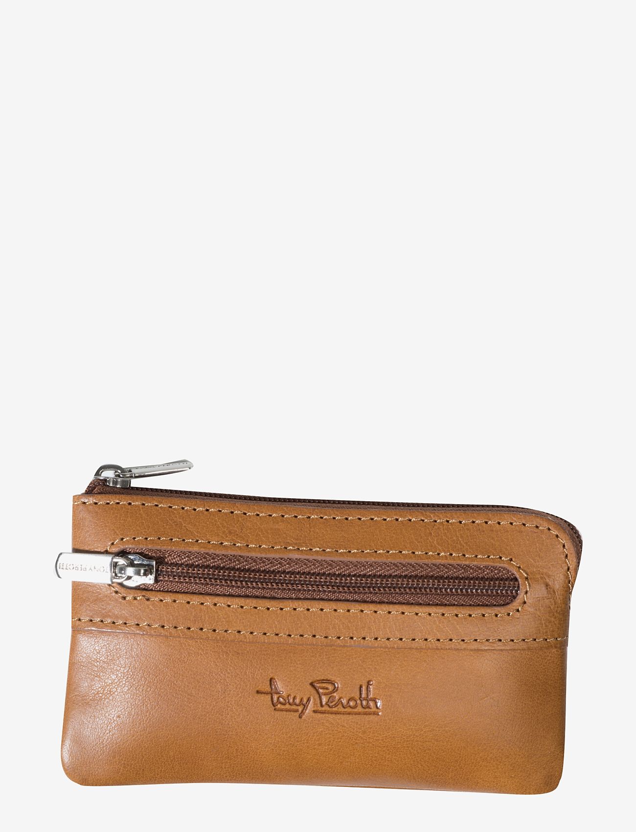 Tony Perotti - Key pouch with zipper and coin pocket - portemonnaies - cognac - 0